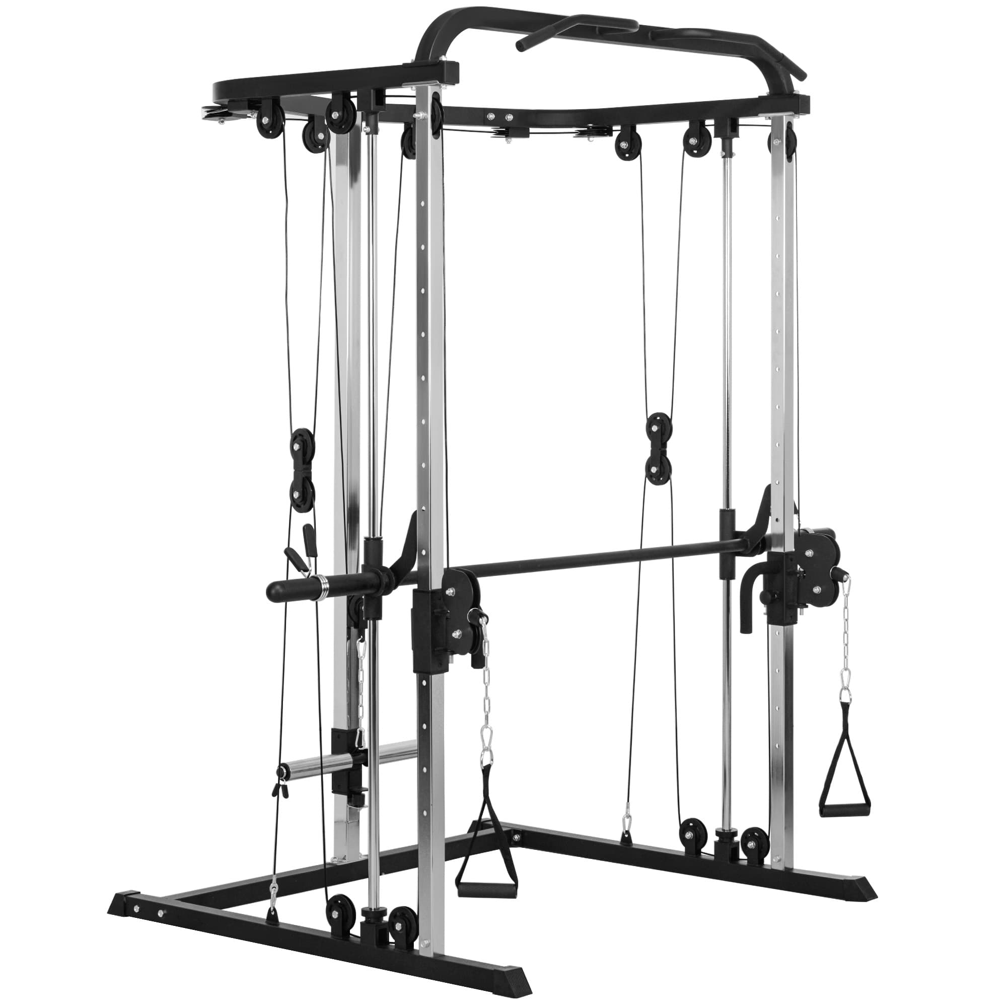 SPORTNOW Station de musculation station de traction à câble support à squat barre câble cross-over 210 x 132 x 225 cm noir