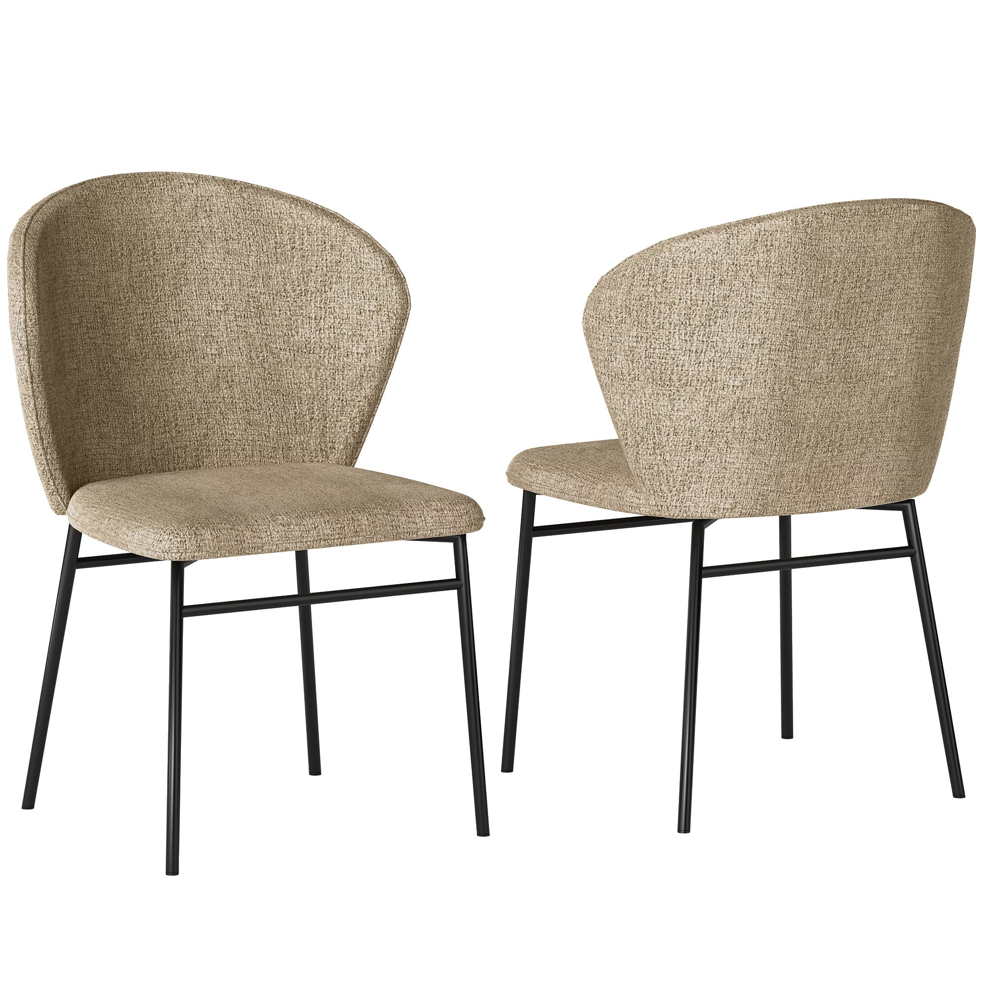 HOMCOM Lot de 2 chaises de salle à manger chaise de cuisine en tissu chaise de salon pieds en acier dim. 52L x 55l x 80H cm