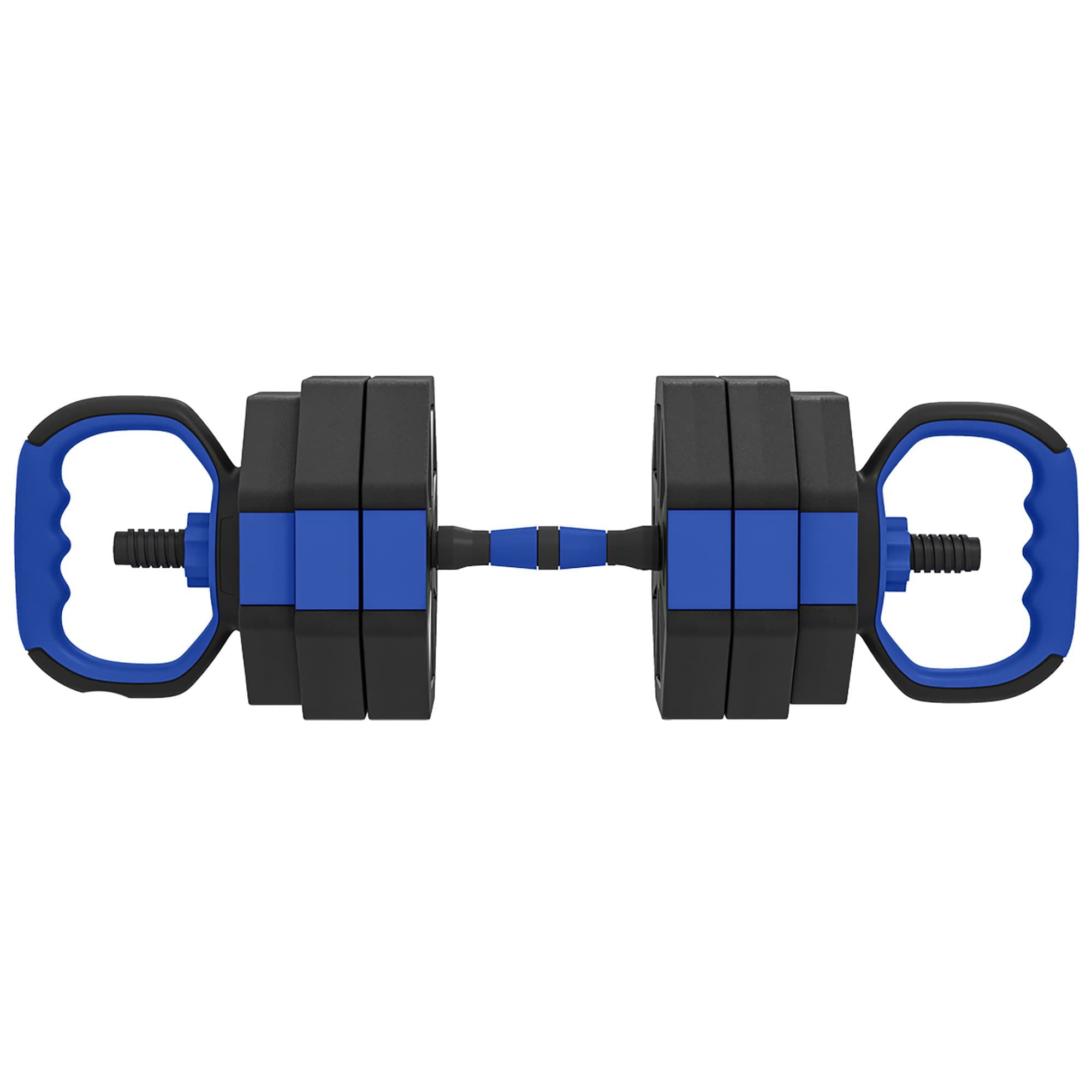 SPORTNOW Ensemble d'Haltères Musculation 6-en-1 Haltère Réglable 30 kg Kettlebell, Barre de Musculation Support pour Pompes Bleu