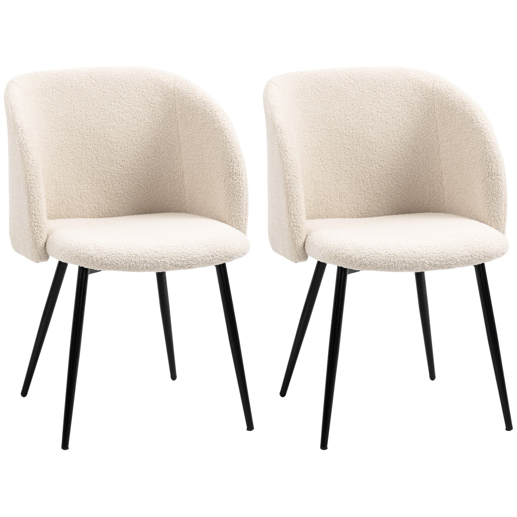 HOMCOM Lot de 2 chaises de salon chaise salle à manger avec dossier en tissu pieds en acier 55 x 62 x 80 cm beige noir
