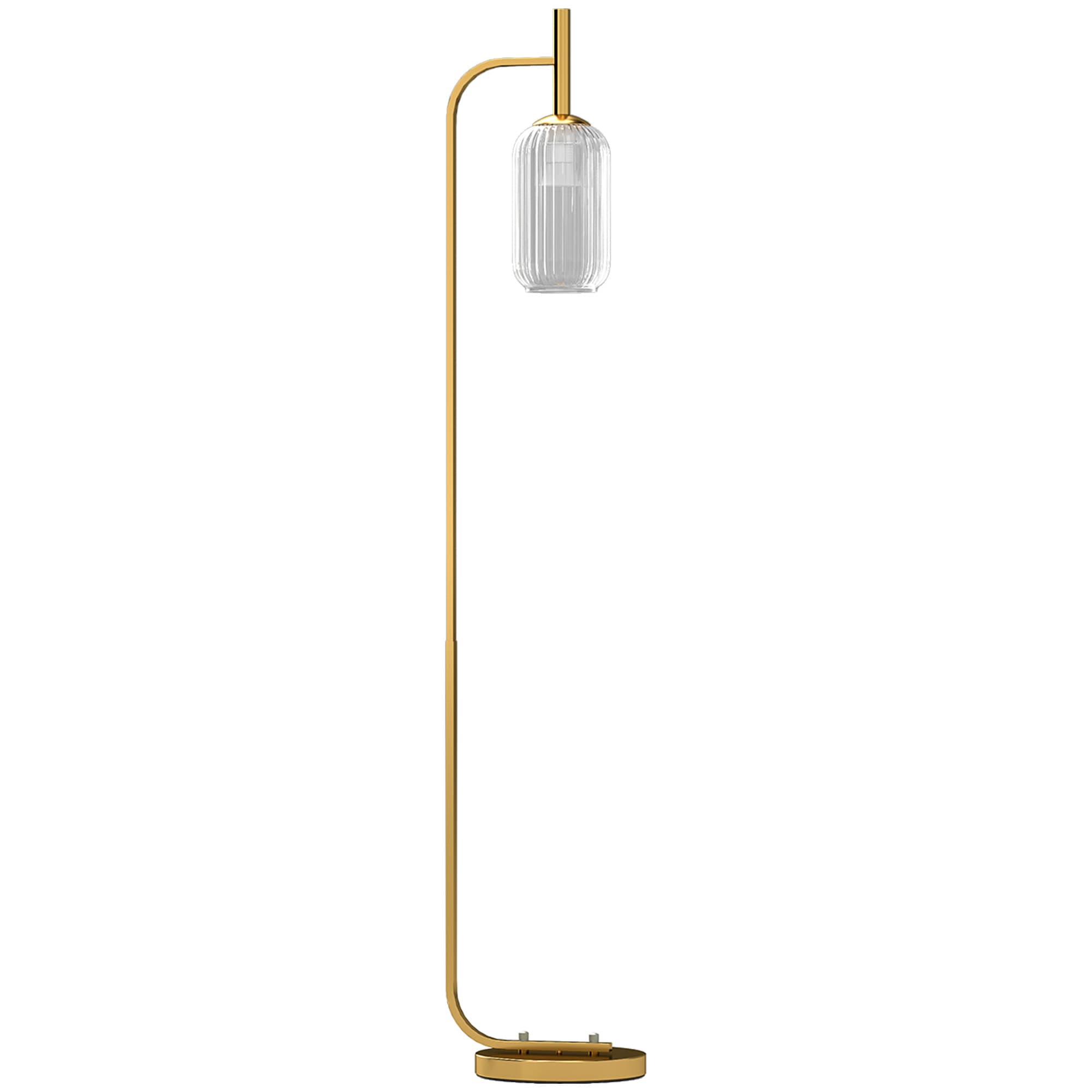 HOMCOM Lampadaire sur pied salon lampe sur pied avec abat-jour en verre texturé interrupteur à pied 29 x 25 x 152 cm métal or
