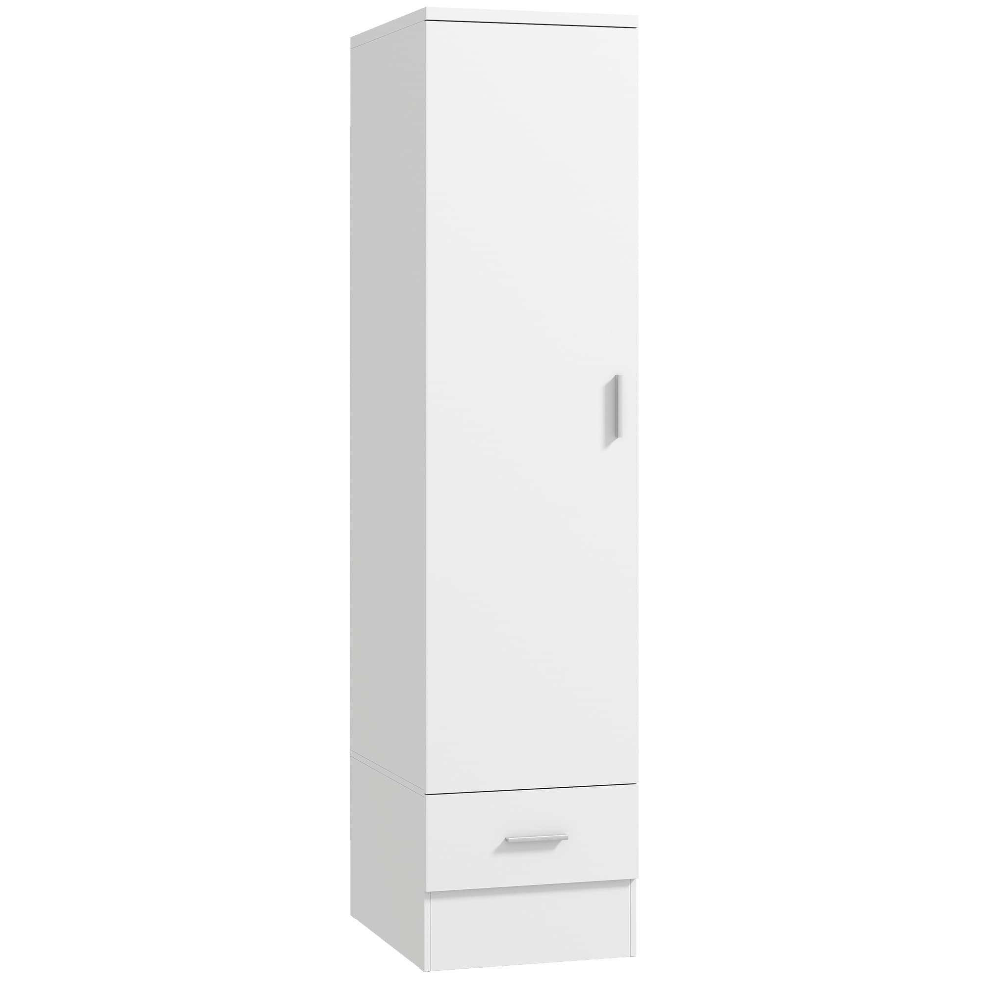 HOMCOM Armoire avec Tringle et Tiroir, Porte-Vêtements, Blanc