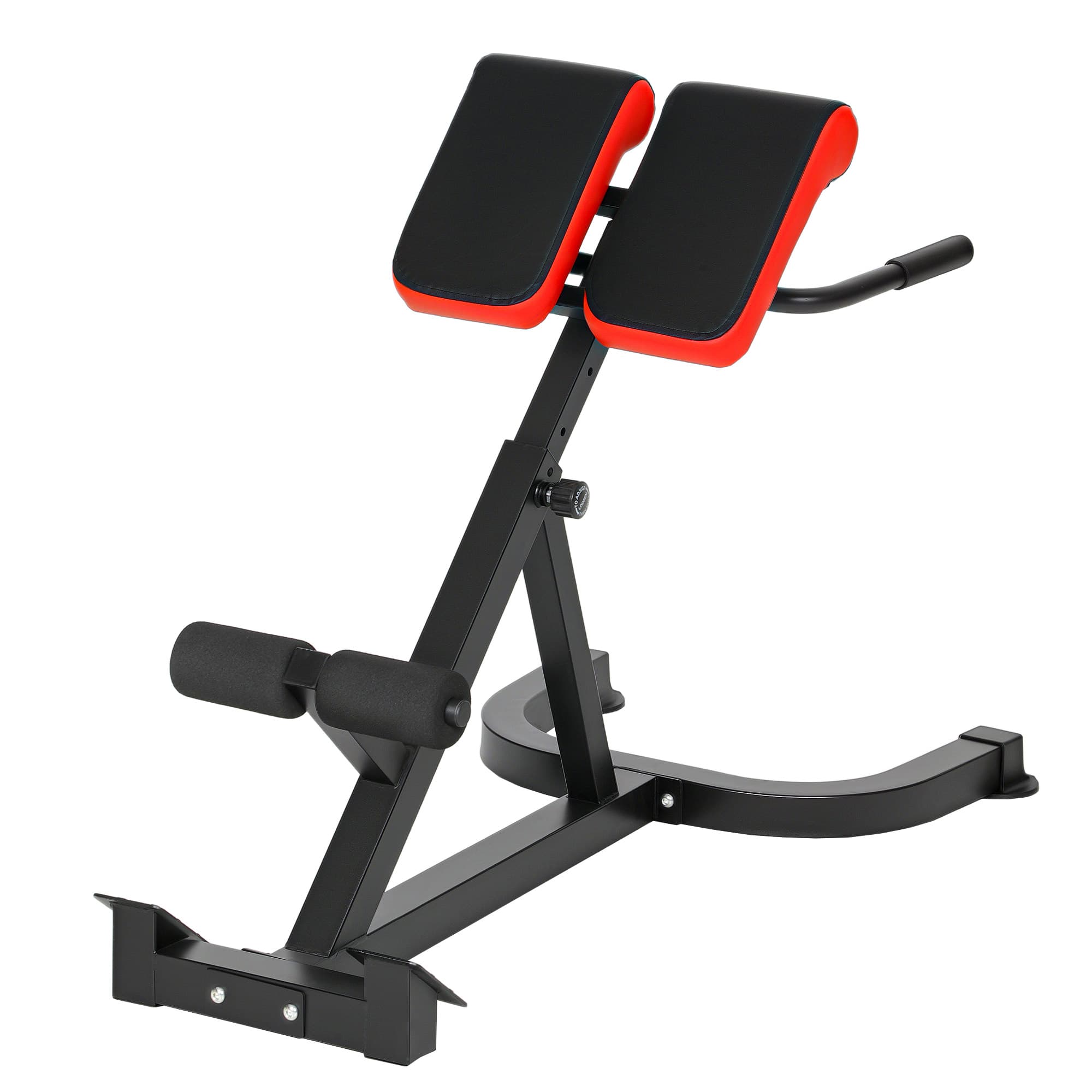 SPORTNOW Banc de Musculation Réglable 5 Niveaux, Chaise Romaine avec Rouleaux en Mousse Dense, 112 x 62 x 88 cm, Noir et Rouge