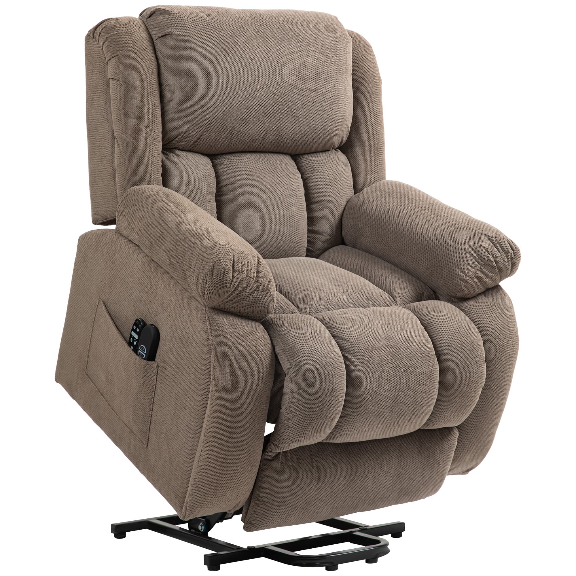 HOMCOM Fauteuil releveur électrique massage et chauffage avec repose-pied, dossier inclinable, télécommande et poche latérale
