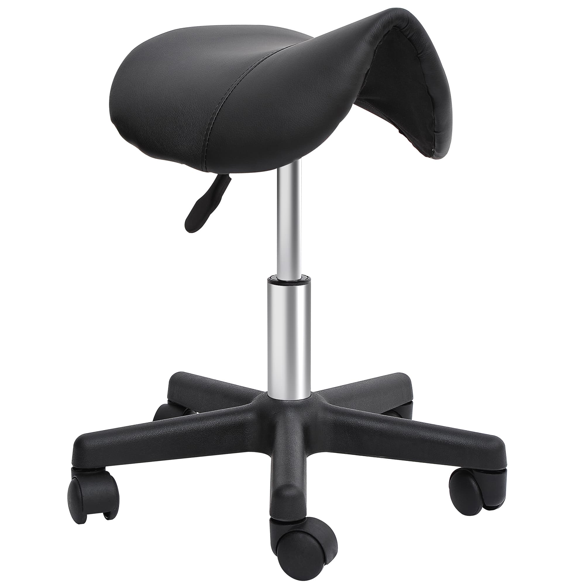 Tabouret de massage tabouret selle ergonomique pivotant 360° hauteur réglable revêtement synthétique noir
