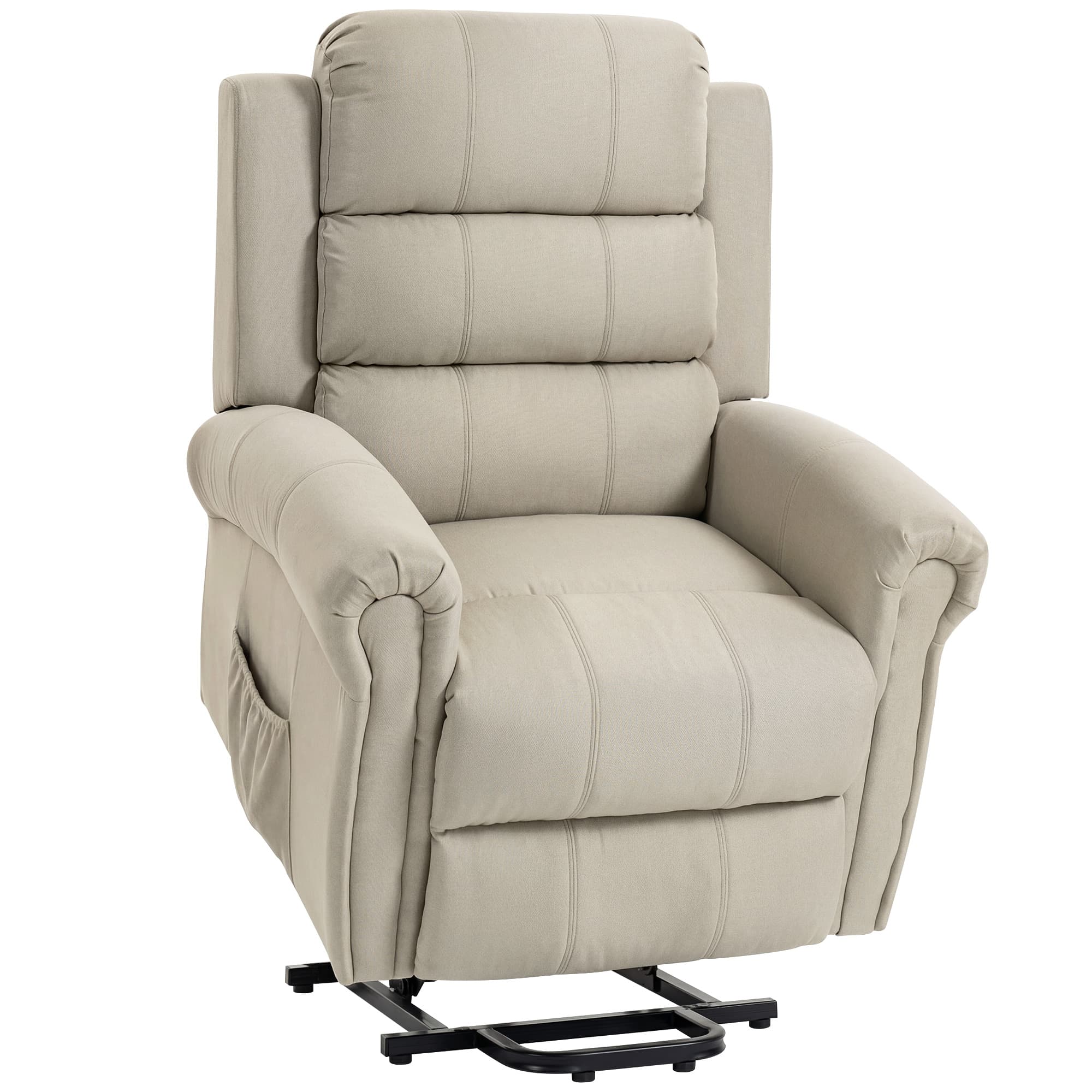 HOMCOM Fauteuil releveur électrique, fauteuil relax électrique avec fonction massage et chauffage, 87 x 87,5 x 108 cm, beige