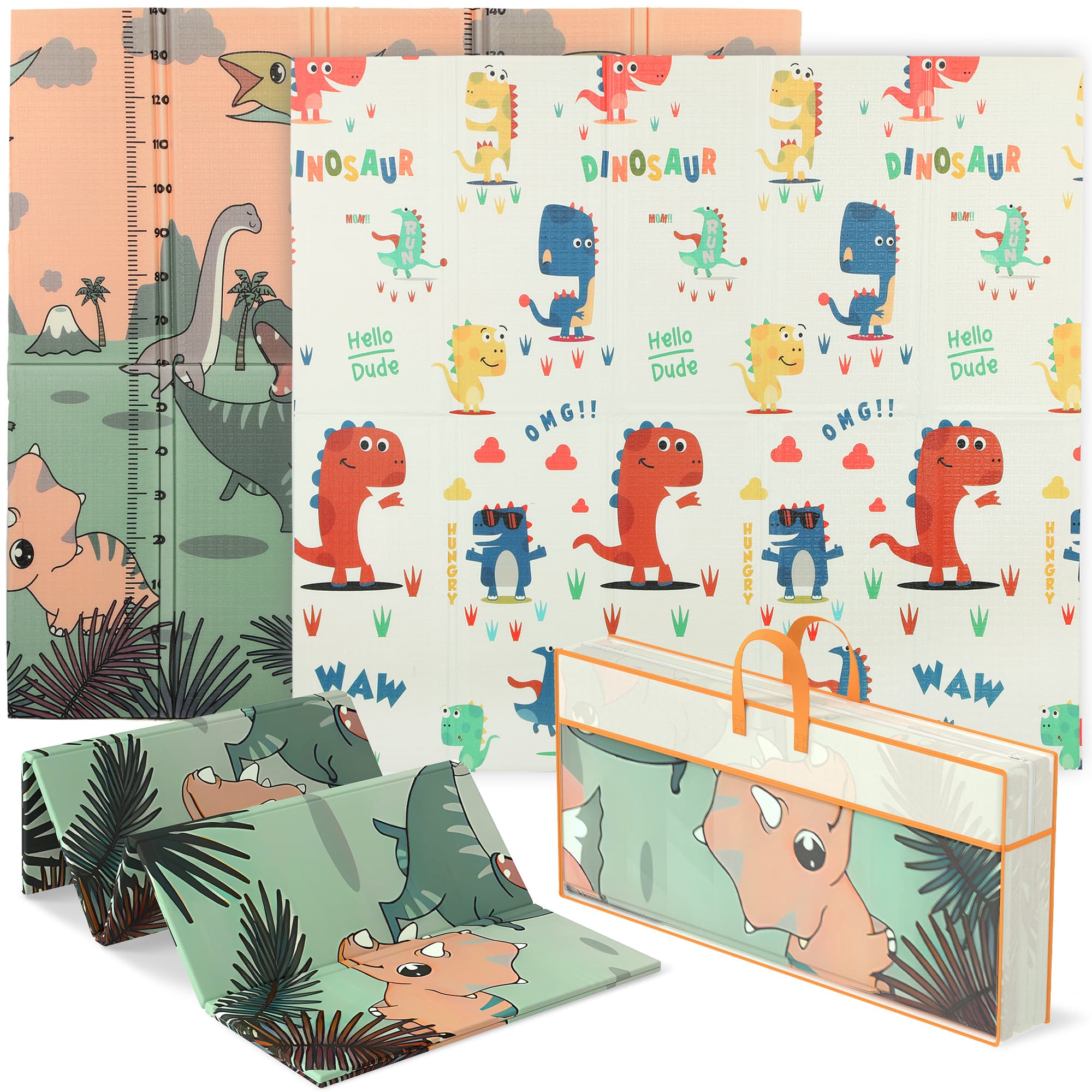 AIYAPLAY Tapis de jeu pour enfant bebe, tapis d'éveil bébé pliable épais réversible en mousse, 196 x 176 x 1,5 cm, multicolore