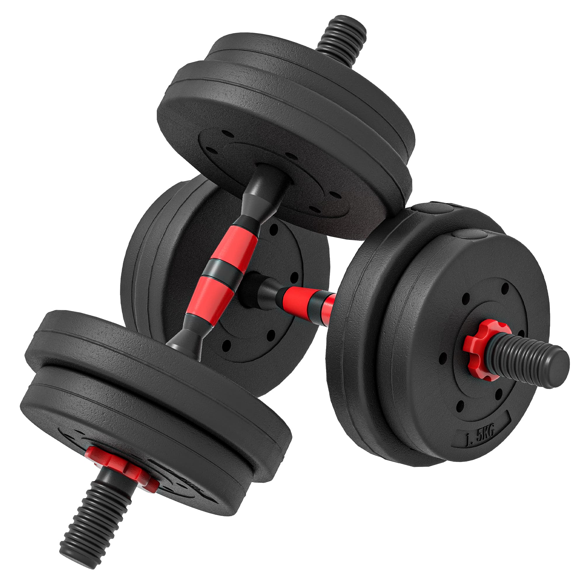 HOMCOM Ensemble d'haltères Courtes Total 15 Kg 2 en 1 poids réglable Barres incluses - entraînement Musculaire & haltérophilie