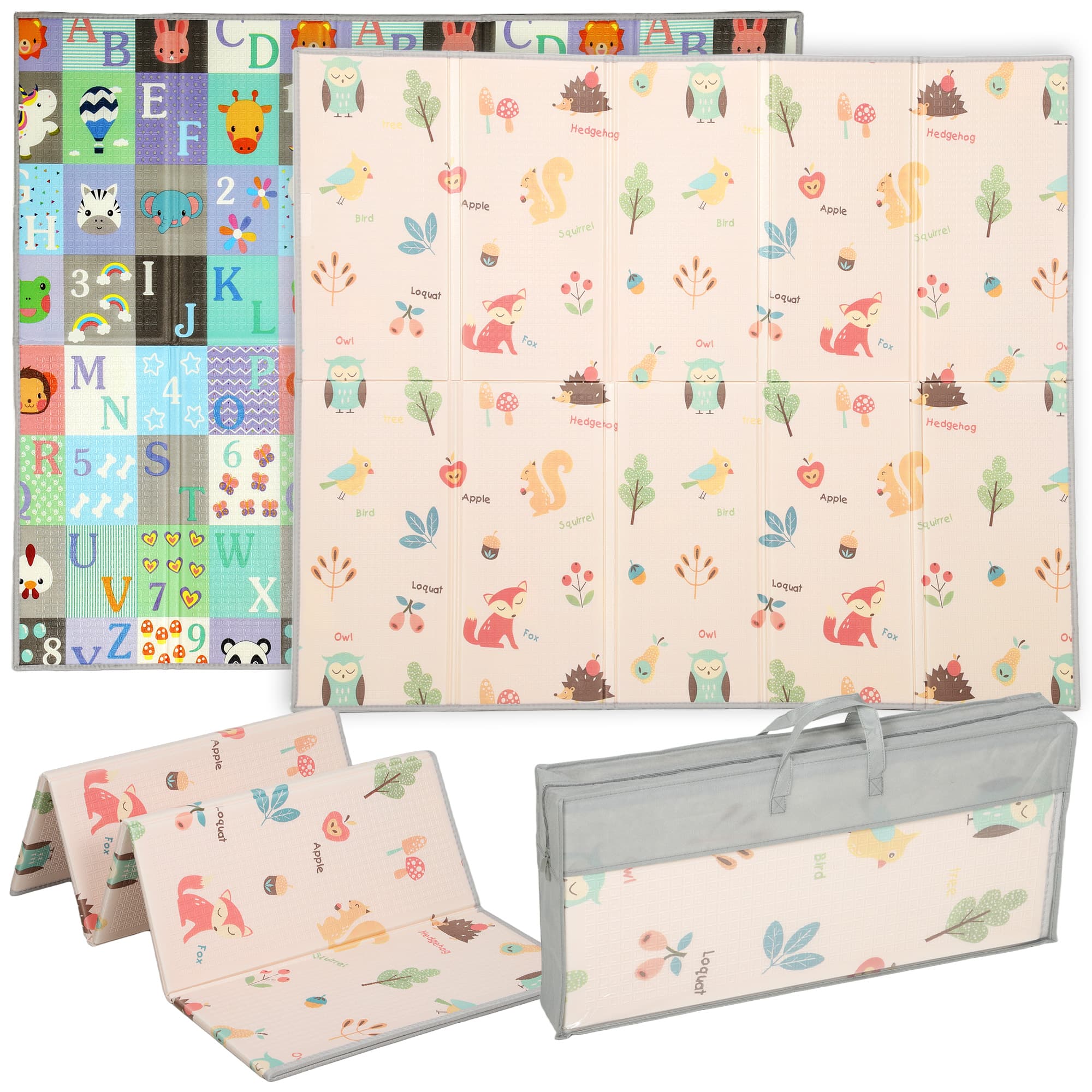 AIYAPLAY Tapis de jeu pour bébé pliable et réversible, tapis de sol en mousse épais, 176,5 x 148 x 1 cm, multicolore