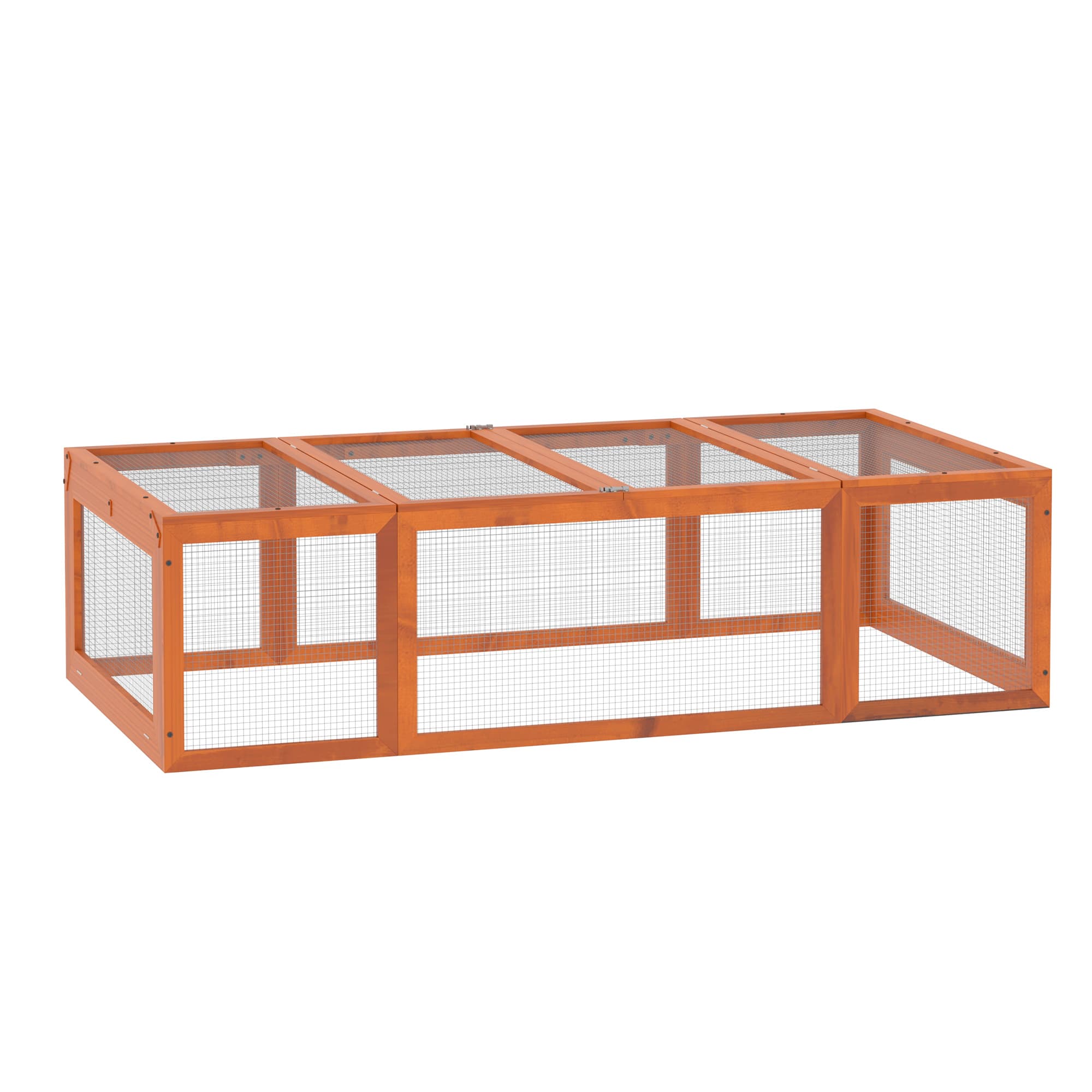 Pawhut Enclos extérieur pour petits animaux Toit ouvrable Bois de pin Orange