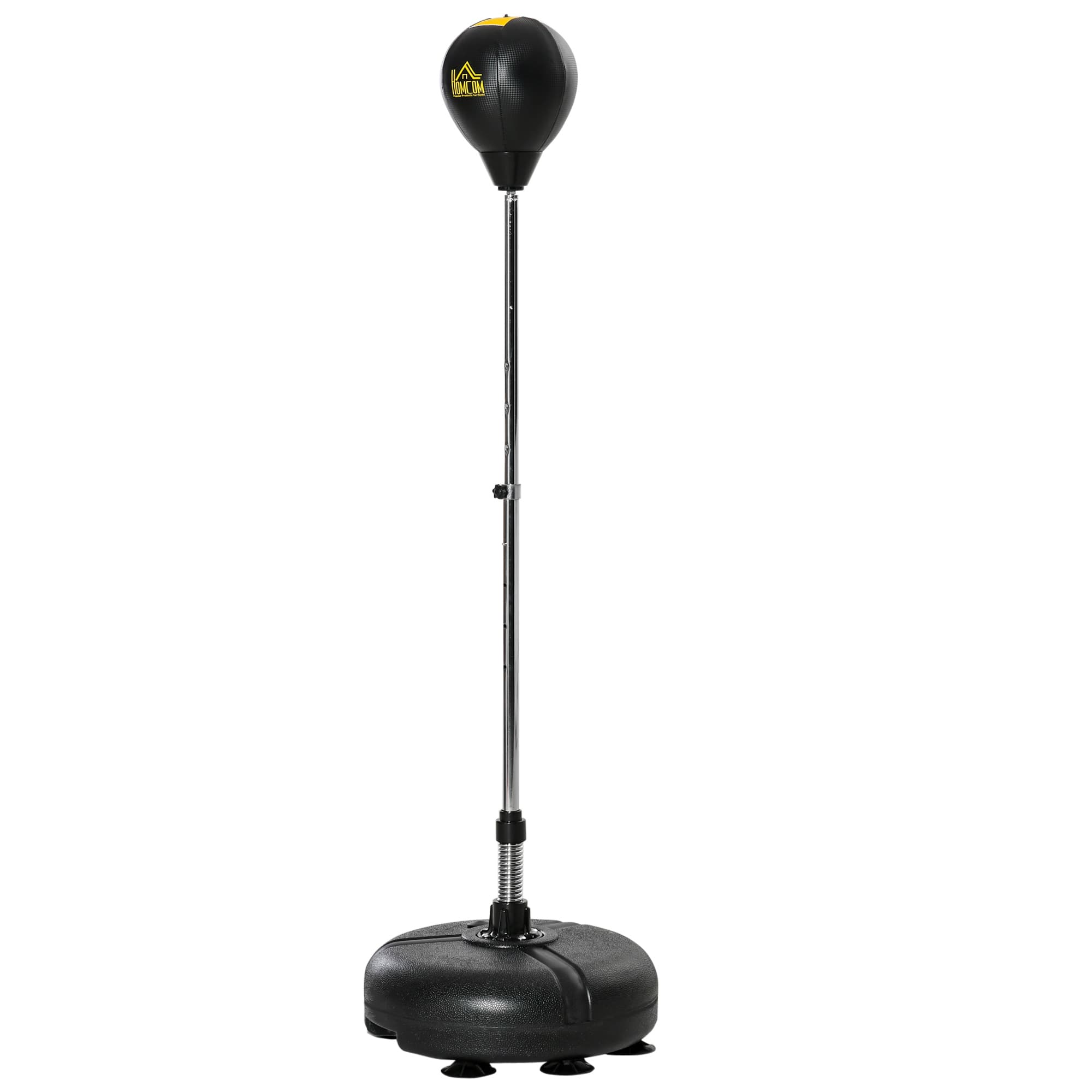 HOMCOM Punching ball sur pied réglable hauteur 133 -151 cm, sac de frappe sur pied 2 gants base lesté 45 x 45 x 133-151 cm noir