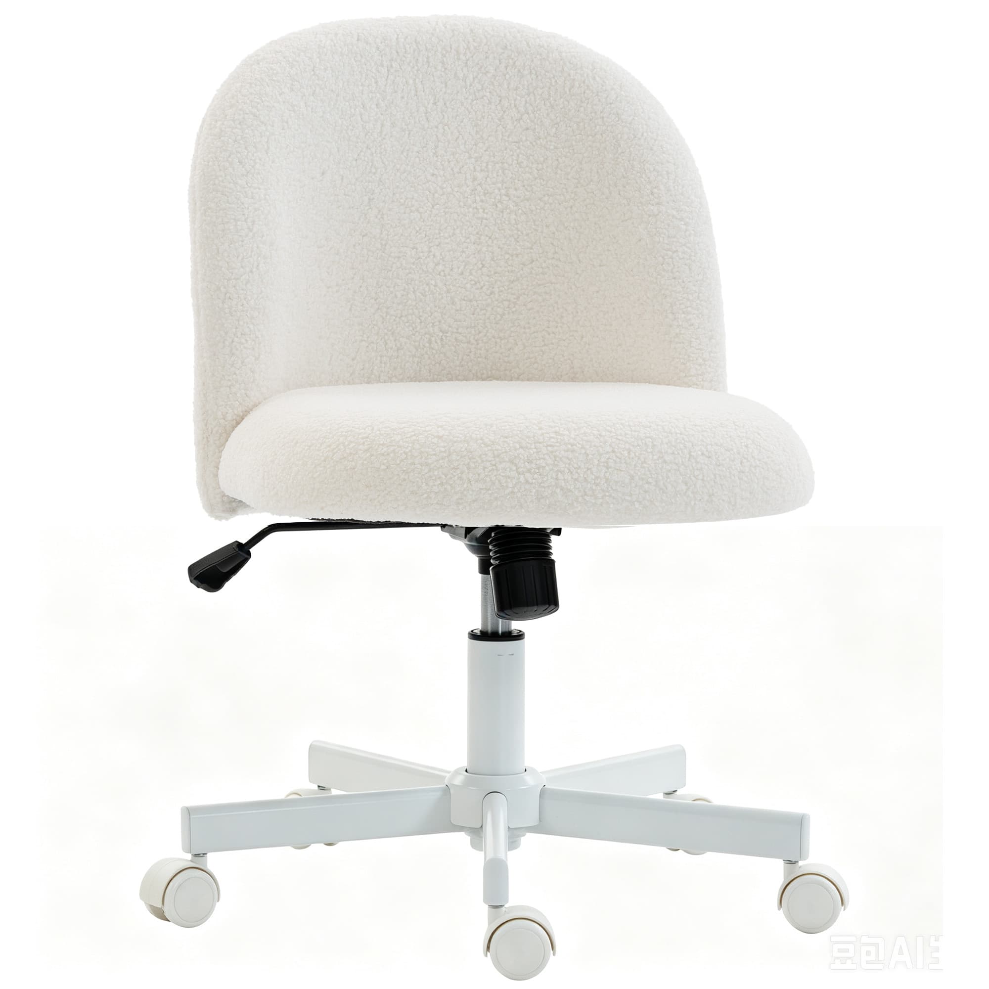 HOMCOM Chaise de Bureau Ergonomique, Fauteuil de Bureau Inclinable en Tissu Bouclette Sans Accoudoirs, Hauteur Réglable, Crème