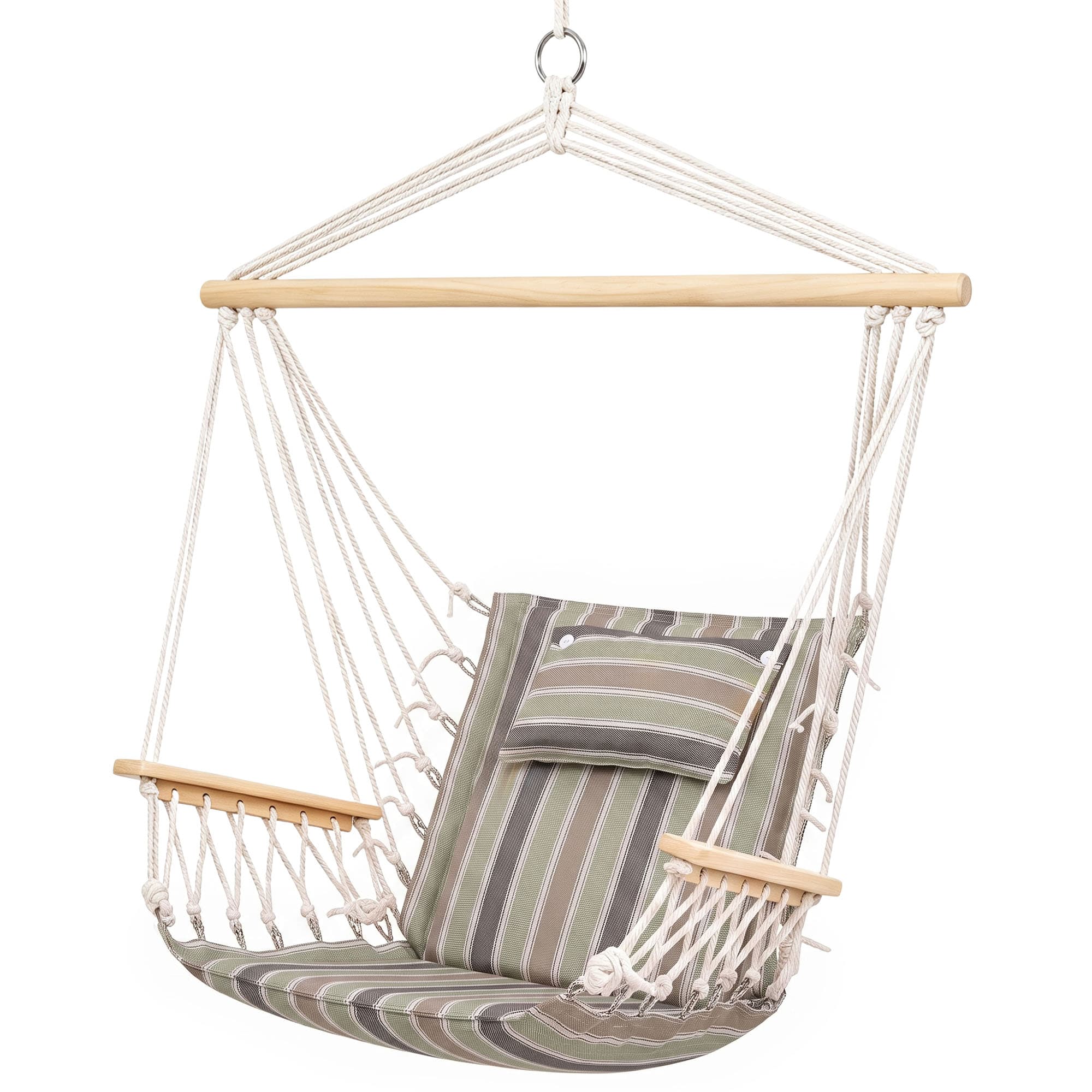 Outsunny Hamac Fauteuil Chaise Suspendue Design Oreiller Fourni Grand Confort 100 % Polyester 1L x 1 06H m Vert