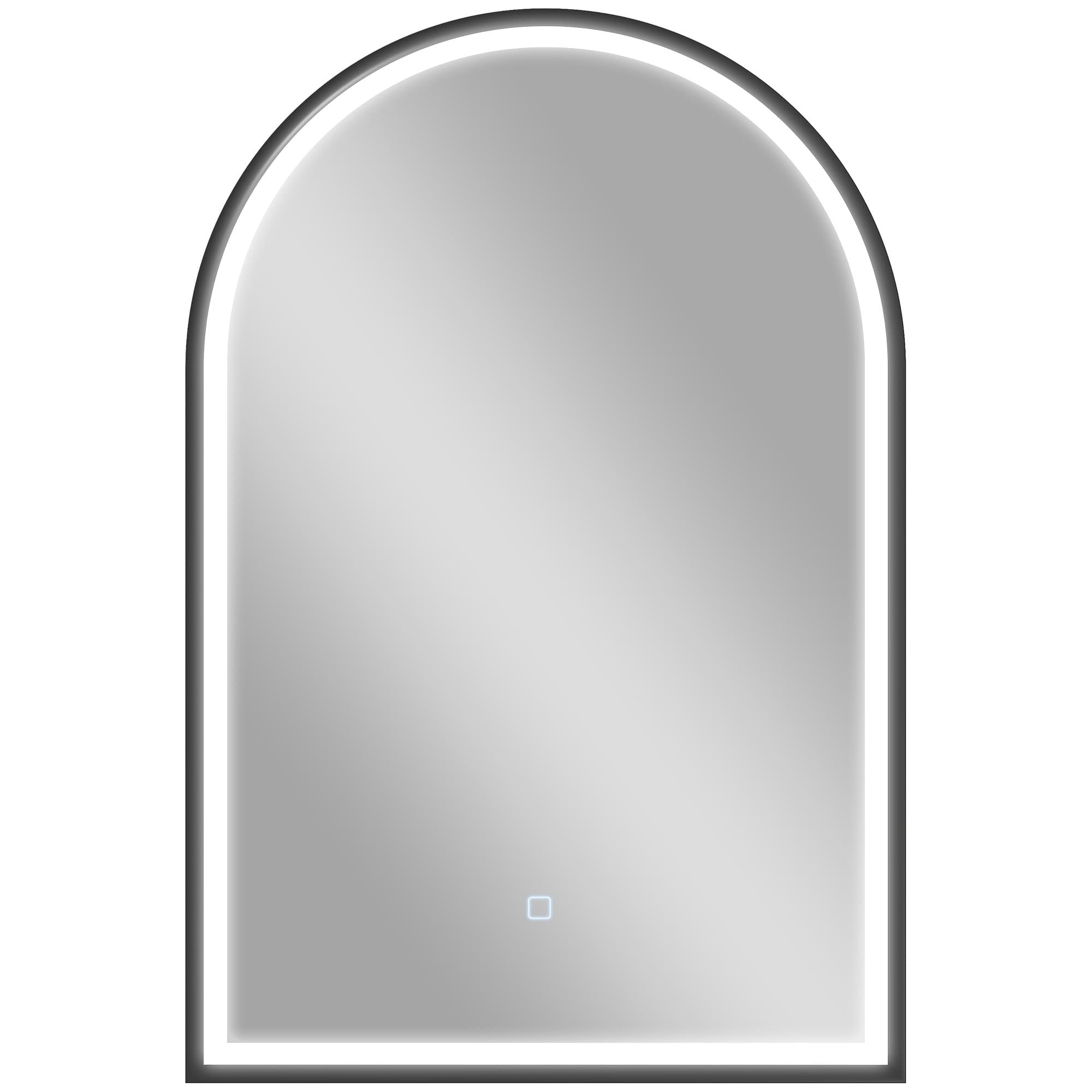 HOMCOM Miroir Salle de Bain avec Éclairage 60 x 90 cm, Miroir LED Arqué, Anti-Buée, 3 Couleurs Lumière, Dimmable, Mémoire, Noir