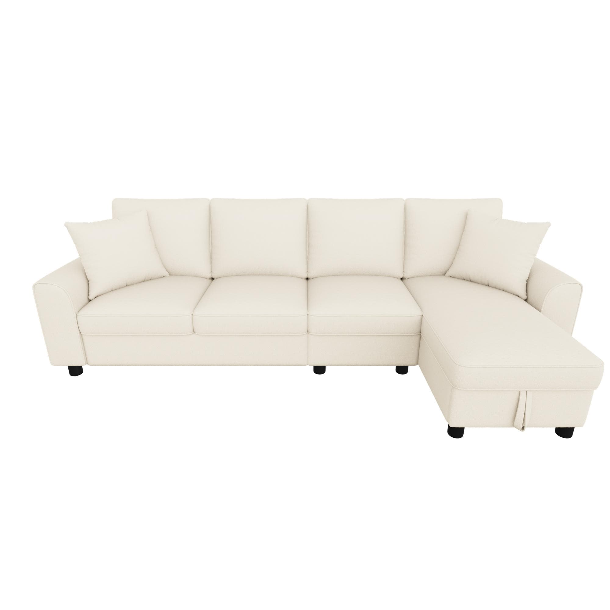 Canapé d'angle en L moderne en chenille, Beige Aosom France