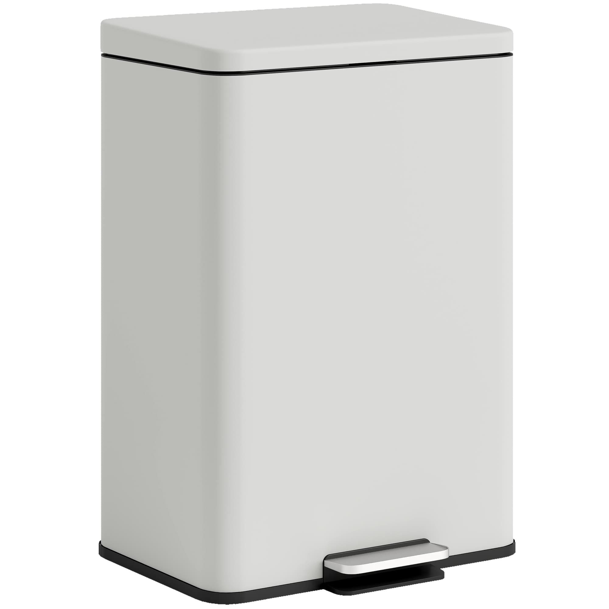 HOMCOM Poubelle de Cuisine 20 L en Métal, Poubelle avec Pédale, Couvercle à Fermeture Douce, Crème