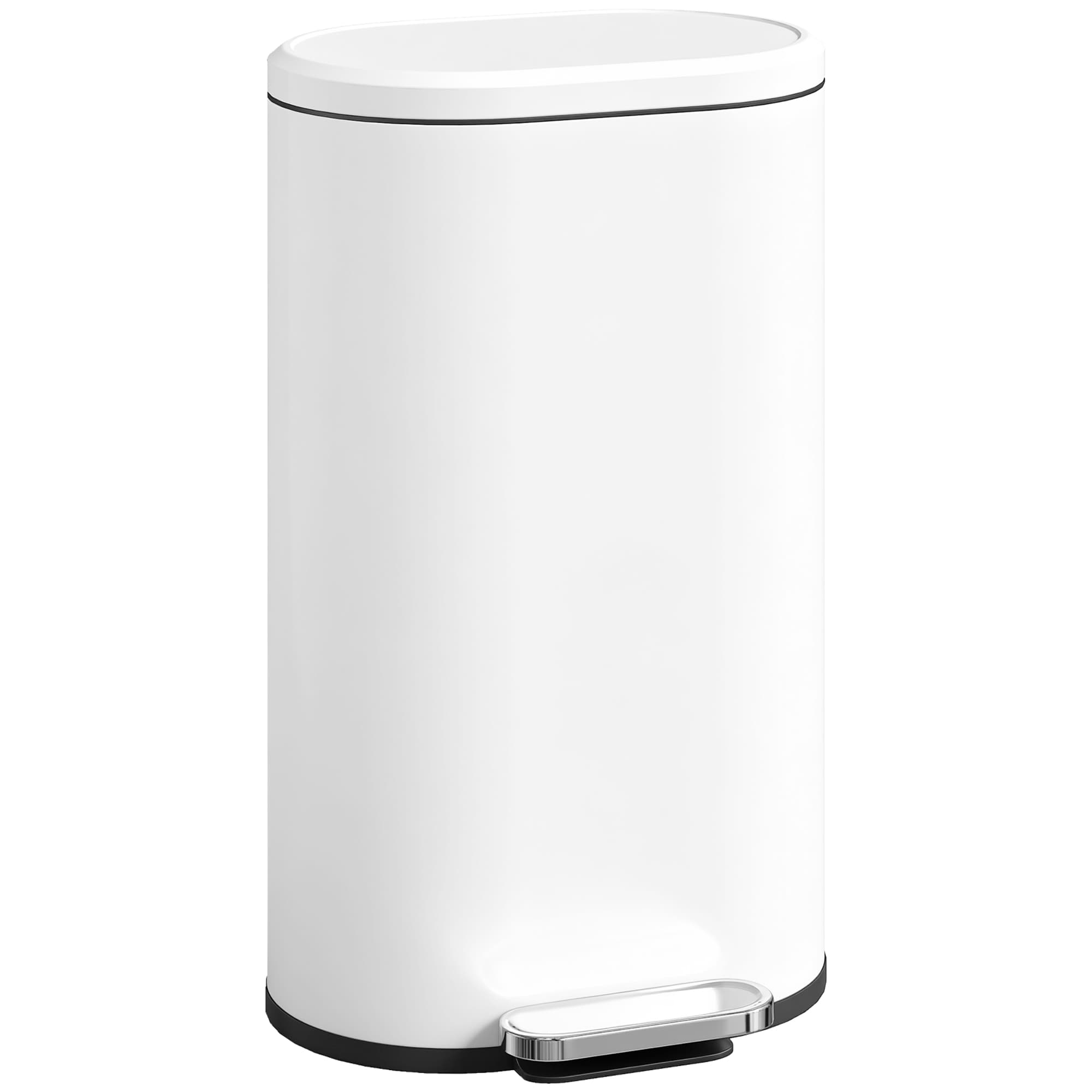 HOMCOM Poubelle cuisine 30L, poubelle à pédale, seau intérieur amovible, couvercle à fermeture douce, 36,5x31x61cm, blanc