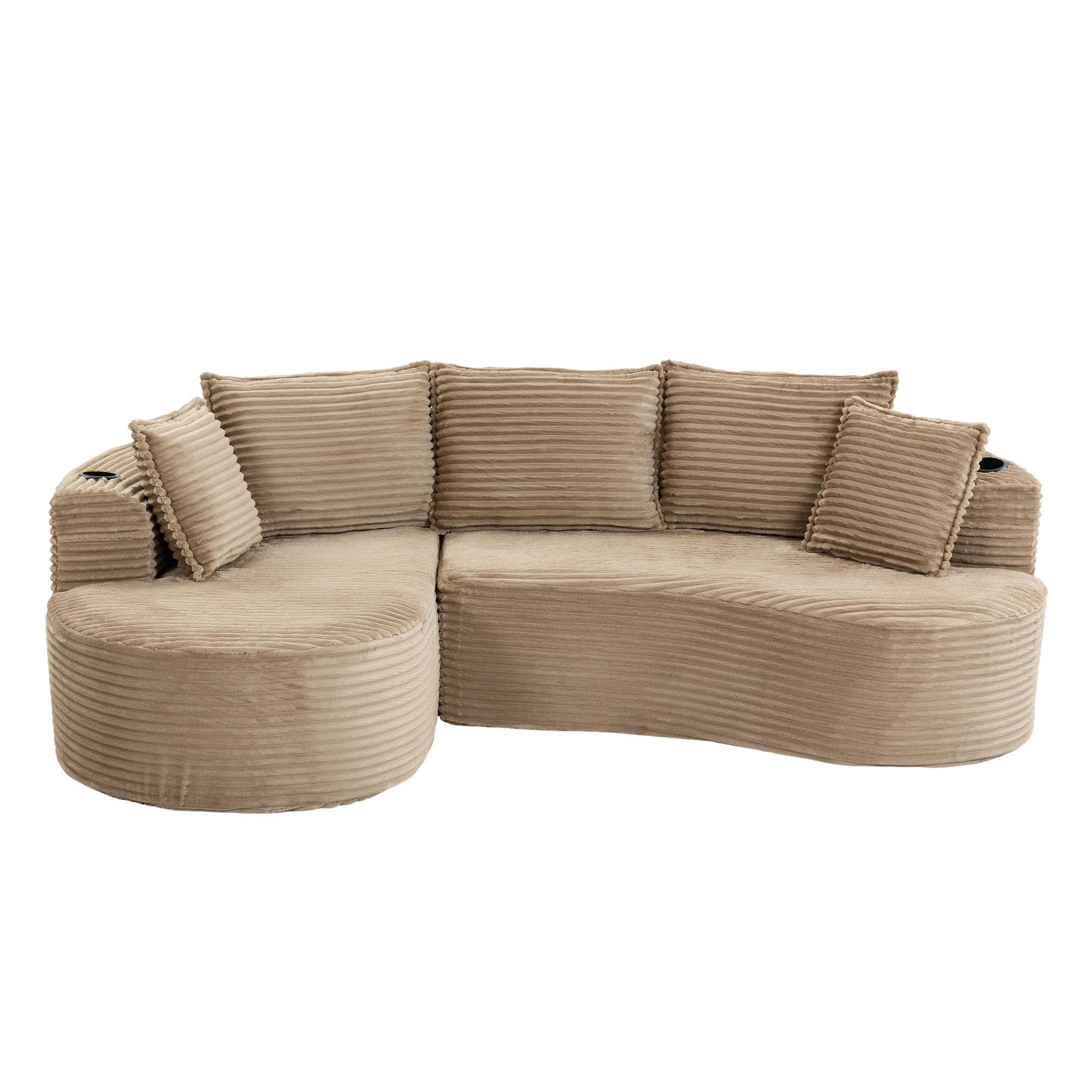 Bogesofa en velours côtelé, Kaki Aosom France
