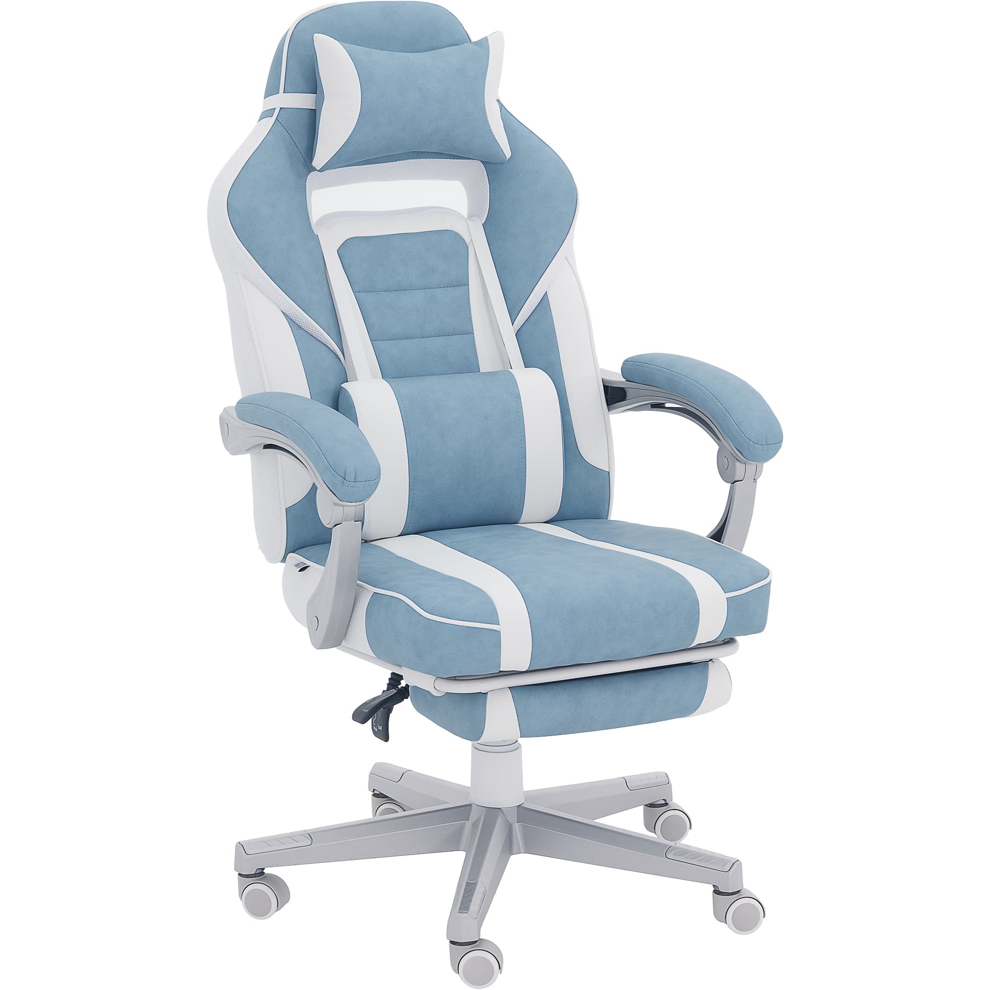 HOMCOM Chaise gaming, fauteuil gaming ergonomique avec repose-pieds, hauteur réglable, dossier inclinable, 63x63x123cm, bleu