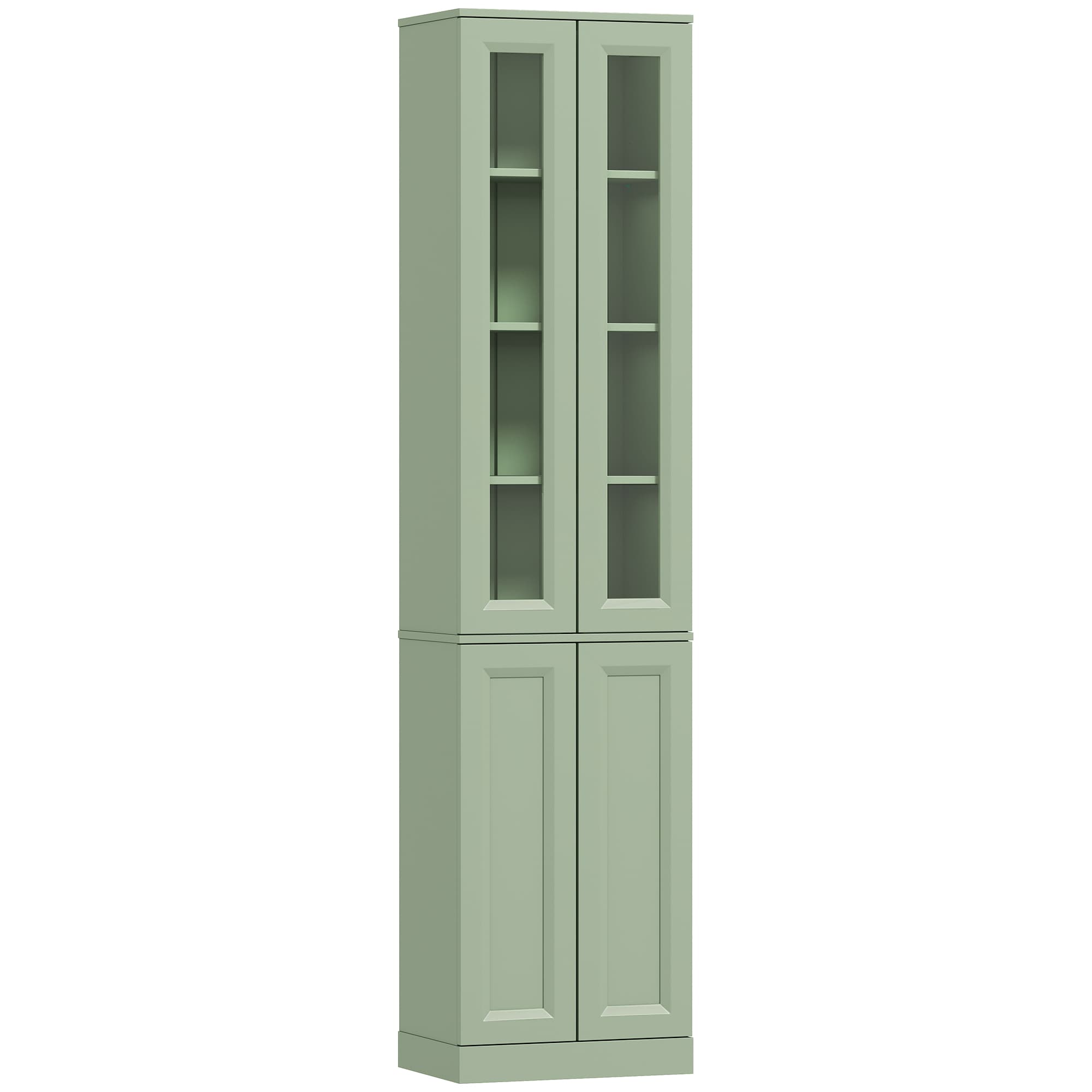 HOMCOM Meuble de Salle de Bain 6 niveaux, Meuble de Rangement avec 4 Portes à Fermeture Douce et Étagères Réglables, Vert
