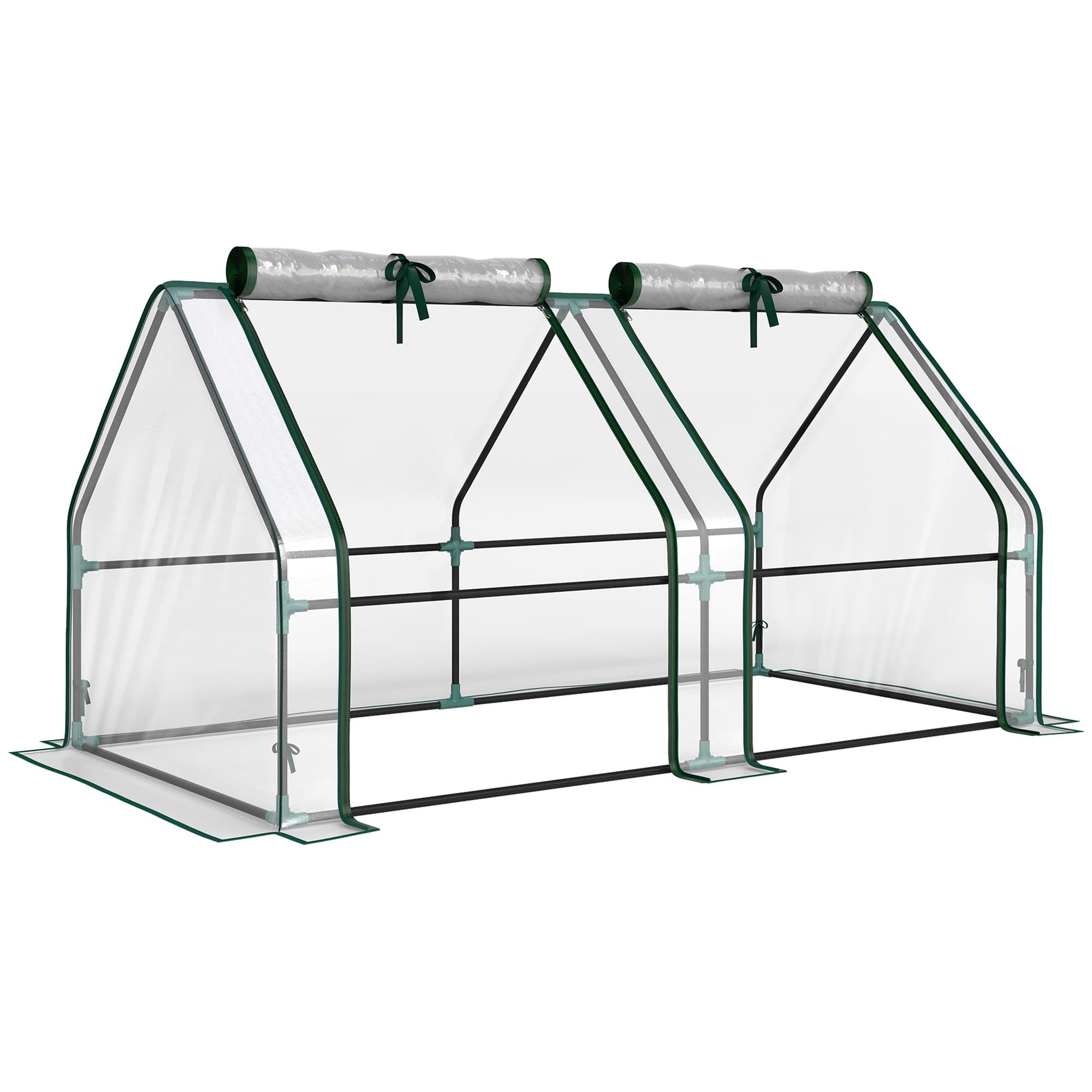 Outsunny Mini Serre de Jardin Mini serre Tunnel Toit Pointu Acier Anti-UV Fenêtres, 180x 90x90cm, Transparent