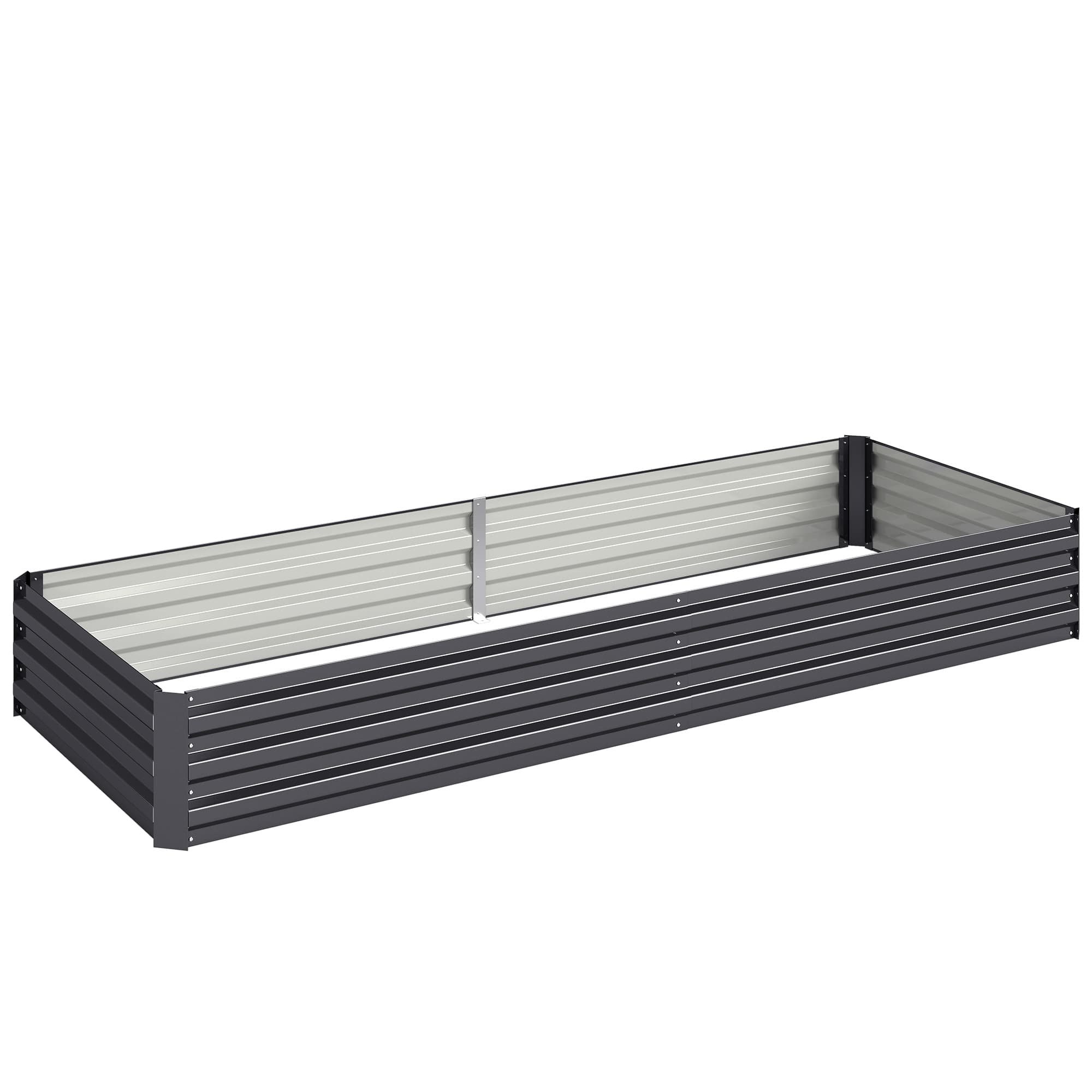 Outsunny Carré potager de jardin rectangulaire jardinière extérieure 241 x 90 x 30 cm tôle d'acier ondulée gris
