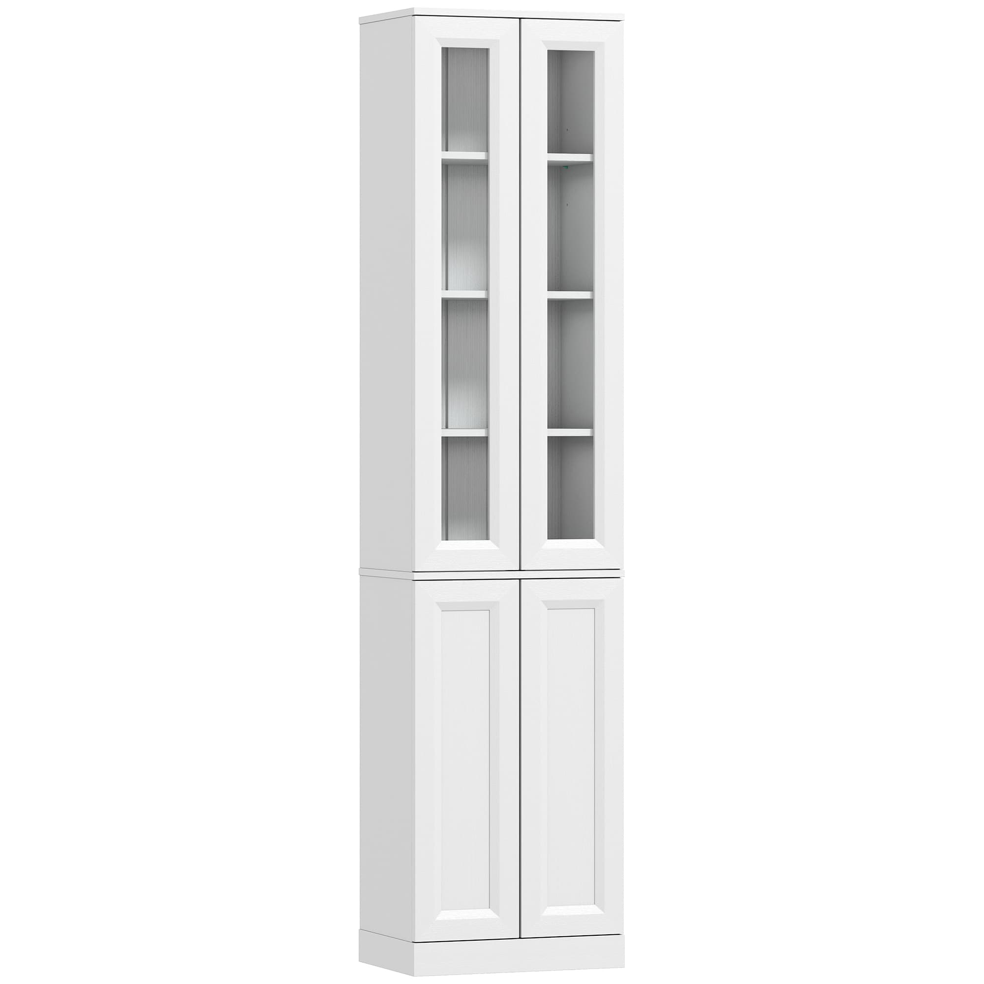 HOMCOM Meuble de Salle de Bain 6 niveaux, Meuble de Rangement avec 4 Portes à Fermeture Douce et Étagères Réglables, Blanc