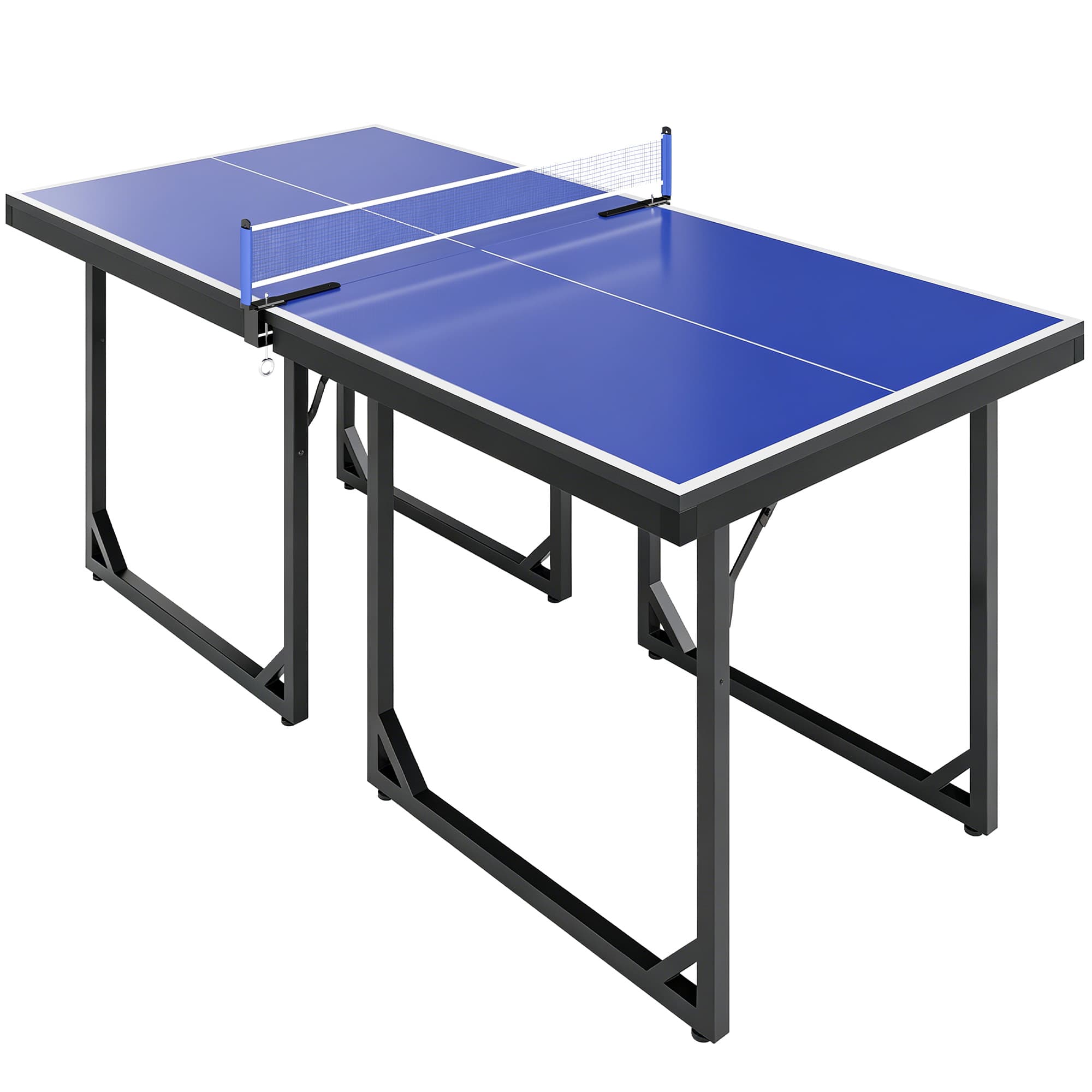 HOMCOM Table de tennis de table table de ping-pong avec filet se transforme en 2 tables pieds pliables, 182 x 91 x 76 cm bleu