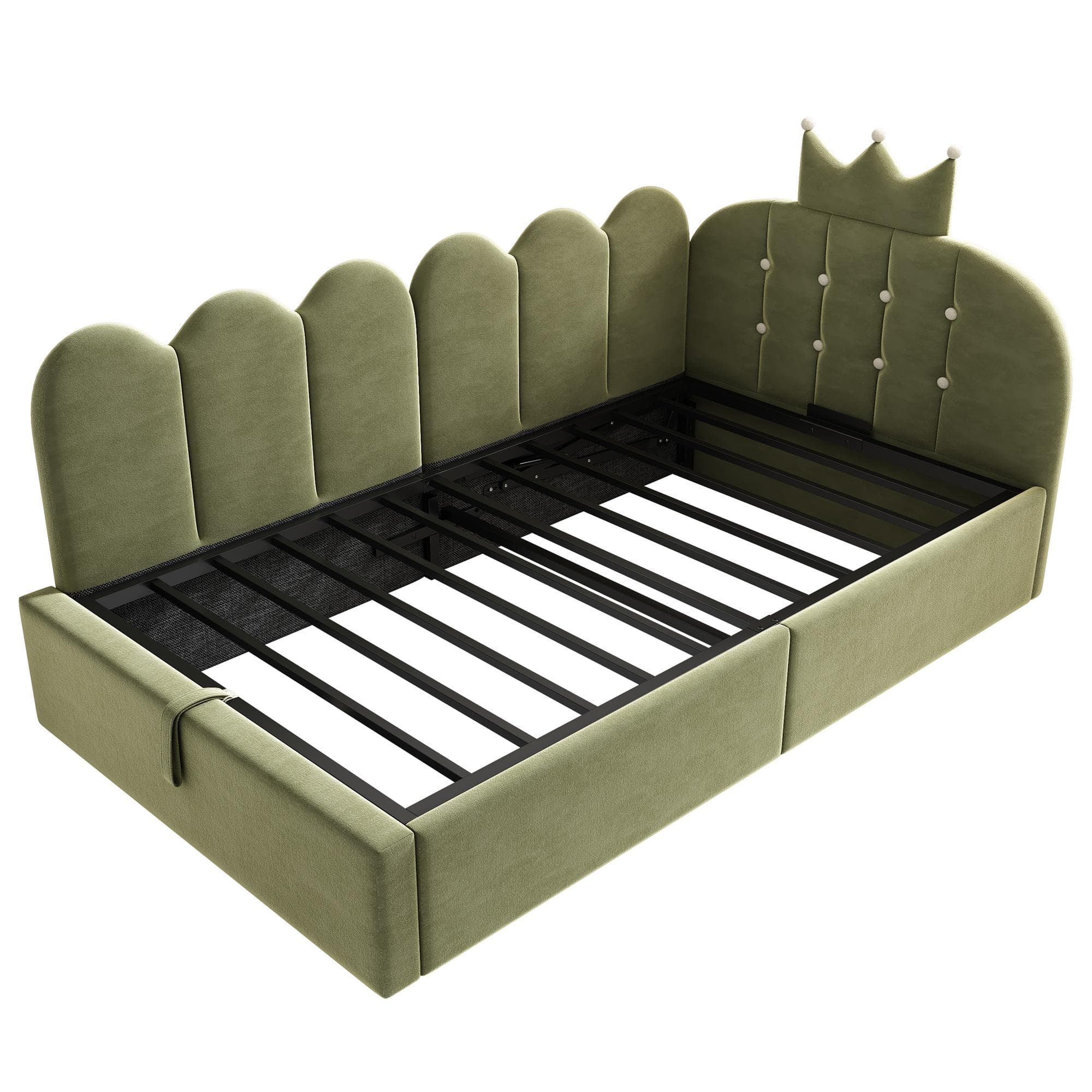 Lit d'appoint rembourré 90x190 cm, Vert Aosom France