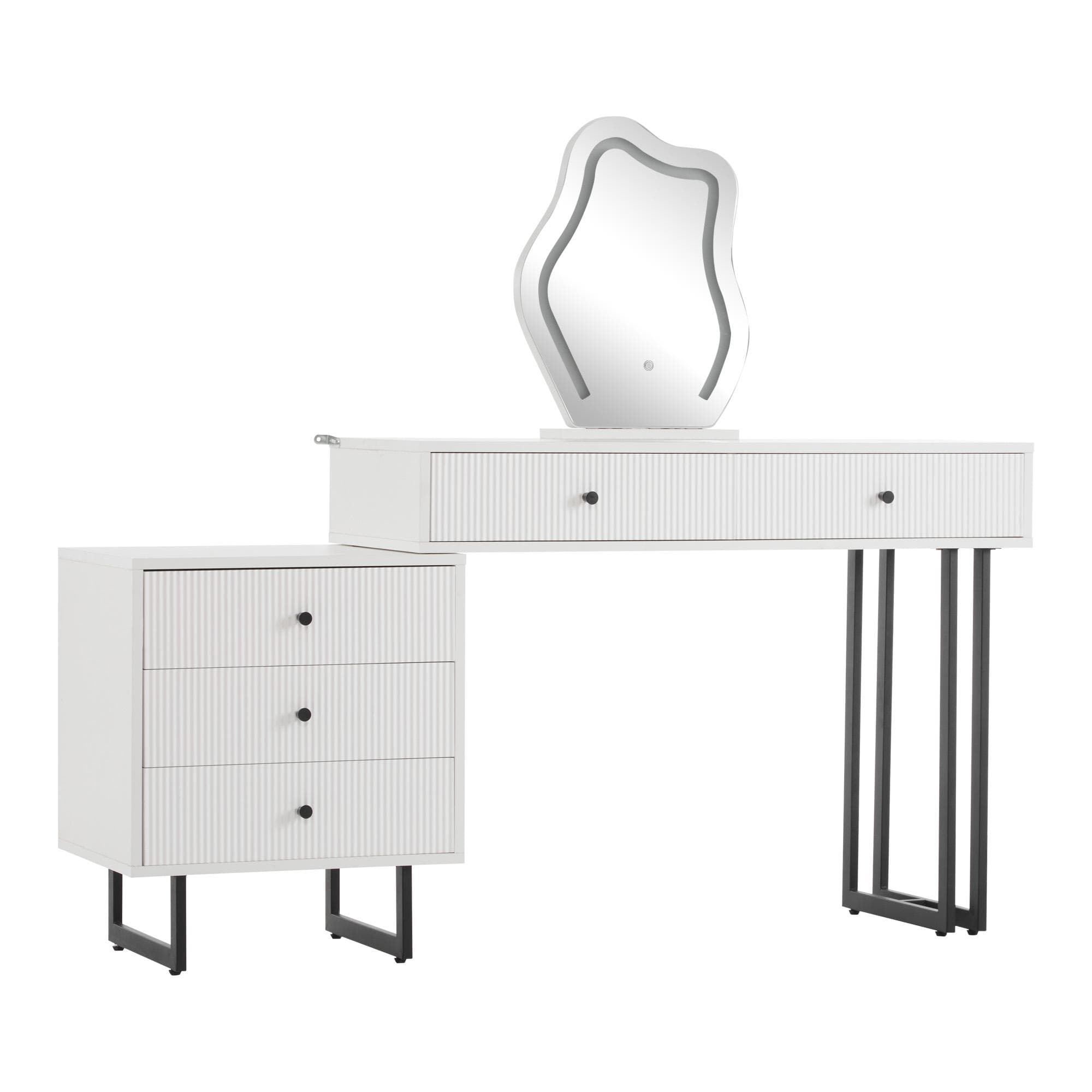 Table de maquillage avec éclairage LED à intensité réglable, Blanc Aosom France