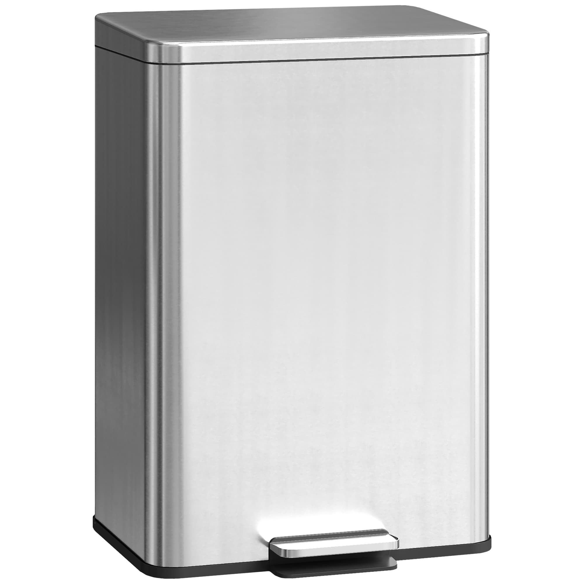 HOMCOM Poubelle de Cuisine 20 L en Acier Inoxydable, Poubelle avec Pédale, Couvercle à Fermeture Douce, Argenté