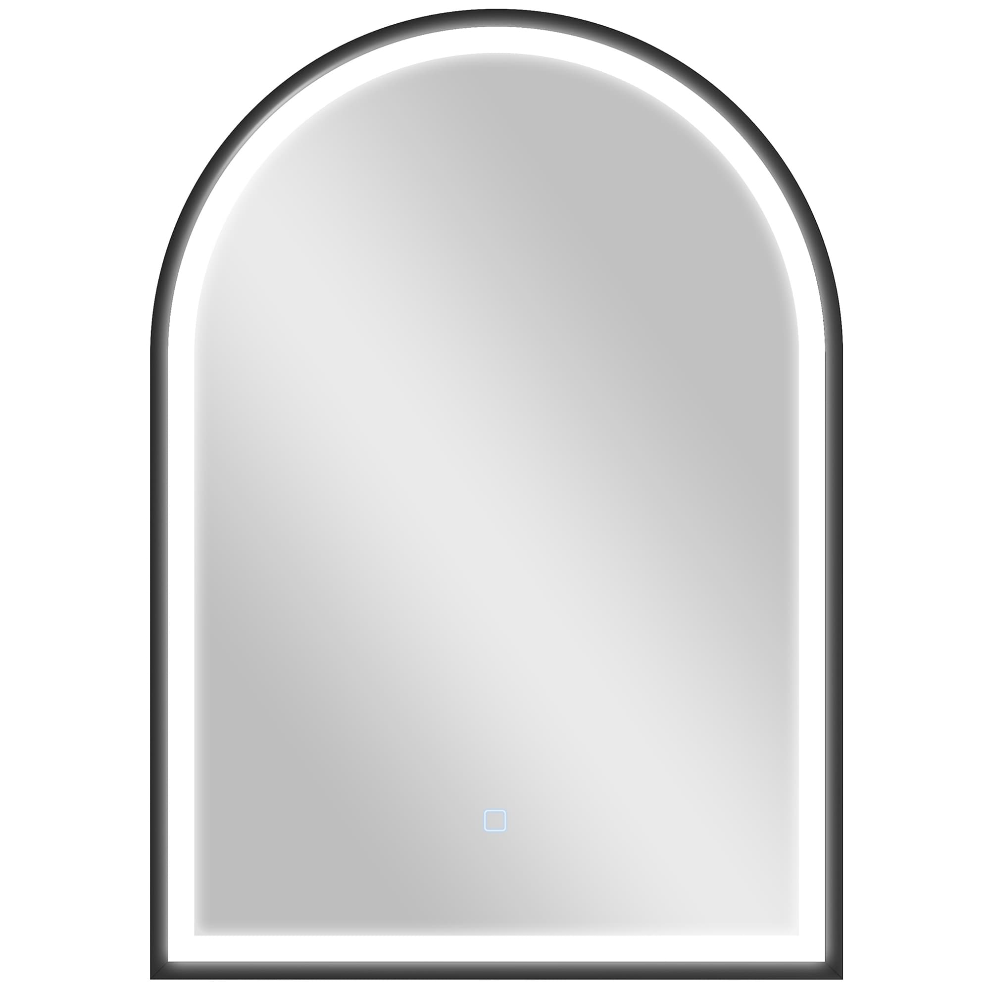 HOMCOM Miroir salle de bain avec éclairage 50 x 70 cm, miroir LED arqué, anti-buée, 3 couleurs lumière, dimmable, mémoire, noir