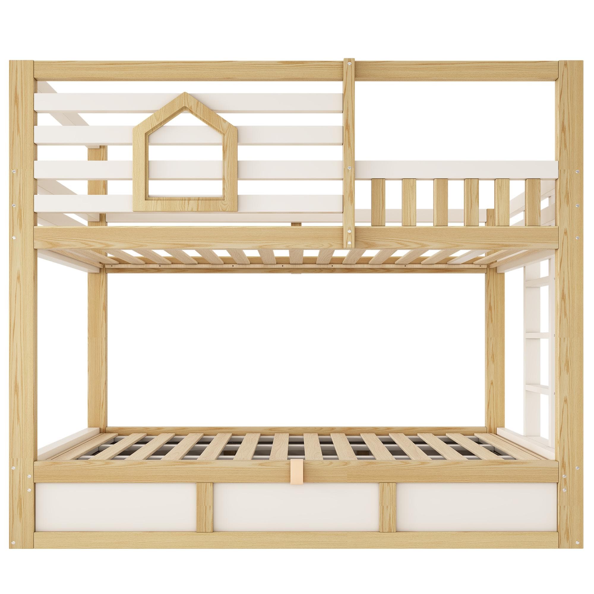 Lit superposé pour enfants style cabane, Couleur naturelle Aosom France
