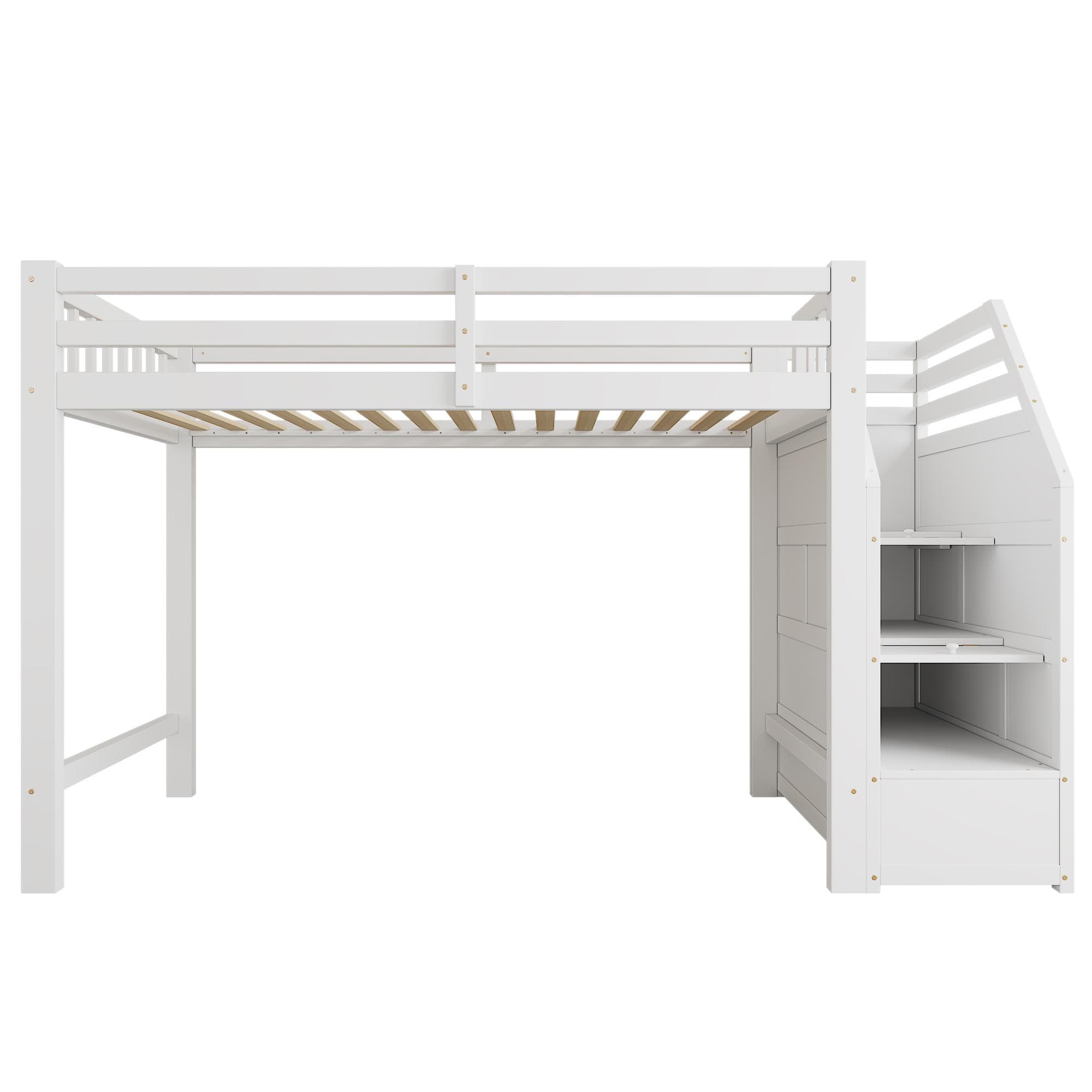 Lit mezzanine 90x200cm avec sommier à lattes, Blanc Aosom France