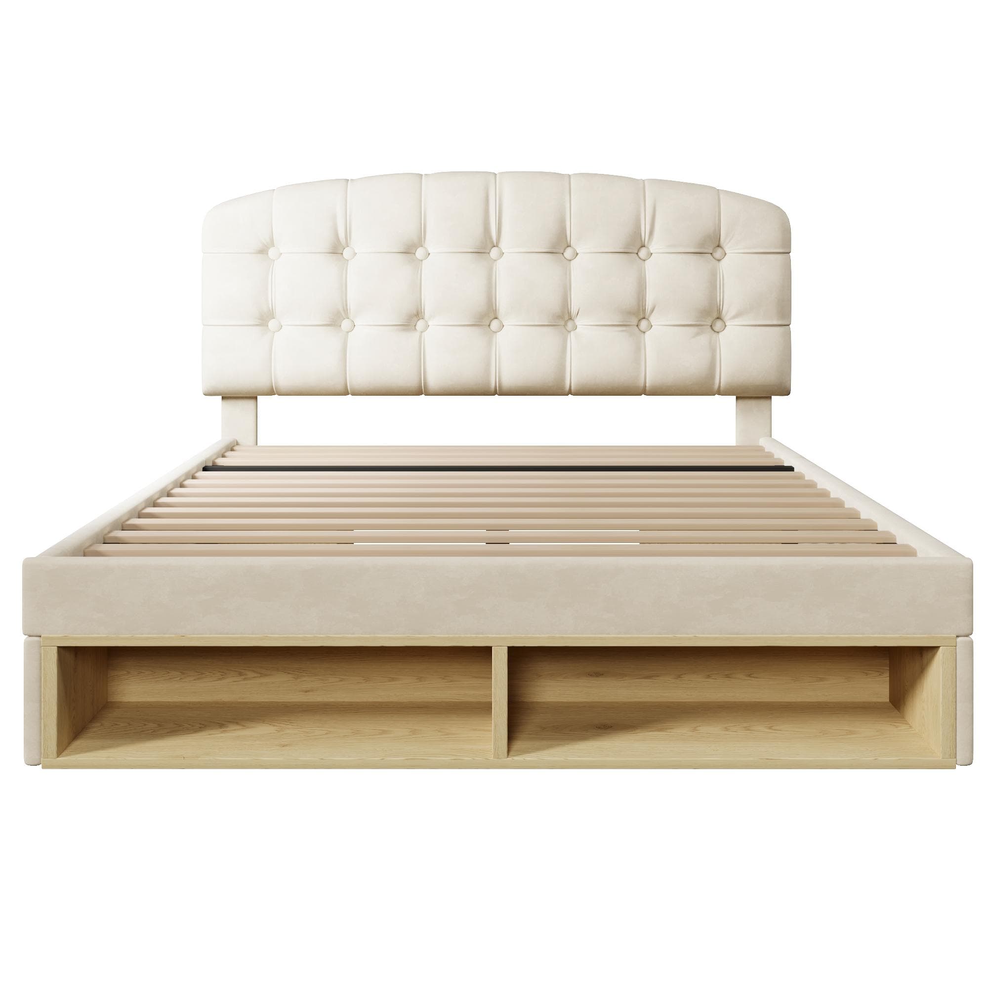 Lit rembourré double 140x190 cm, Beige Aosom France