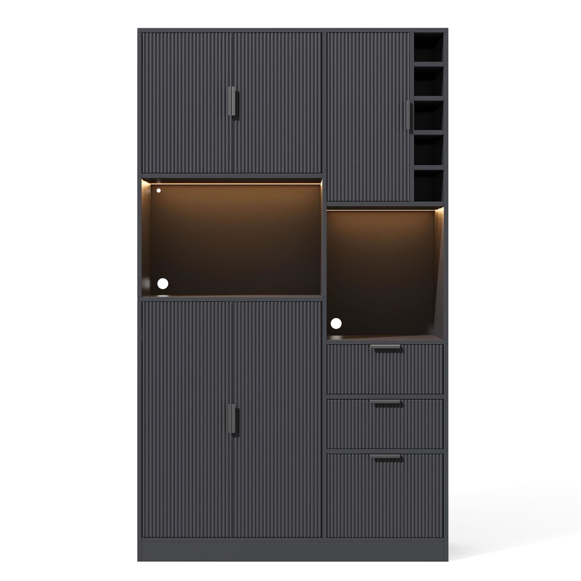 Armoire haute de cuisine moderne avec casier à vin, Noir Aosom France