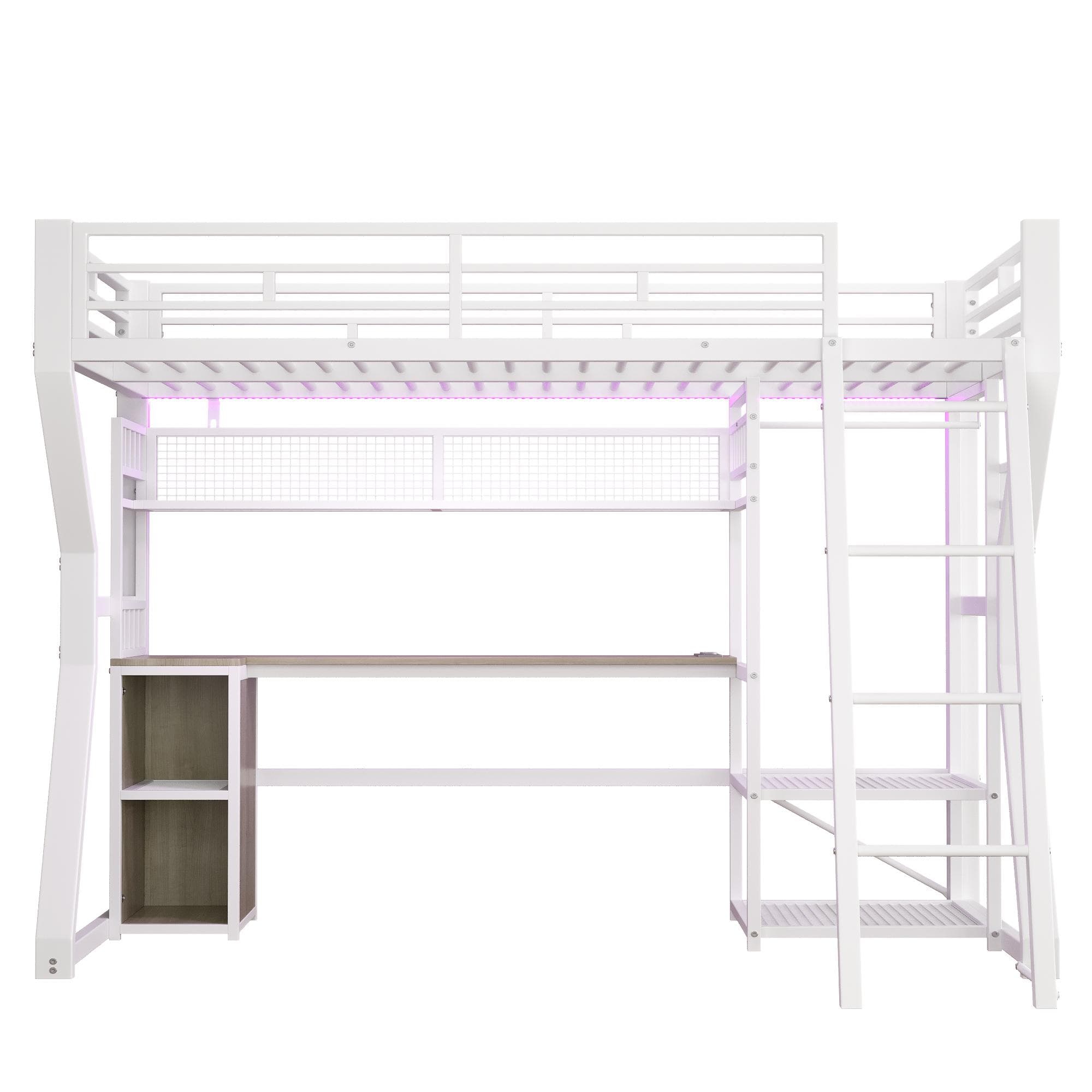 Lit mezzanine pour matelas 90×200 cm, Blanc Aosom France
