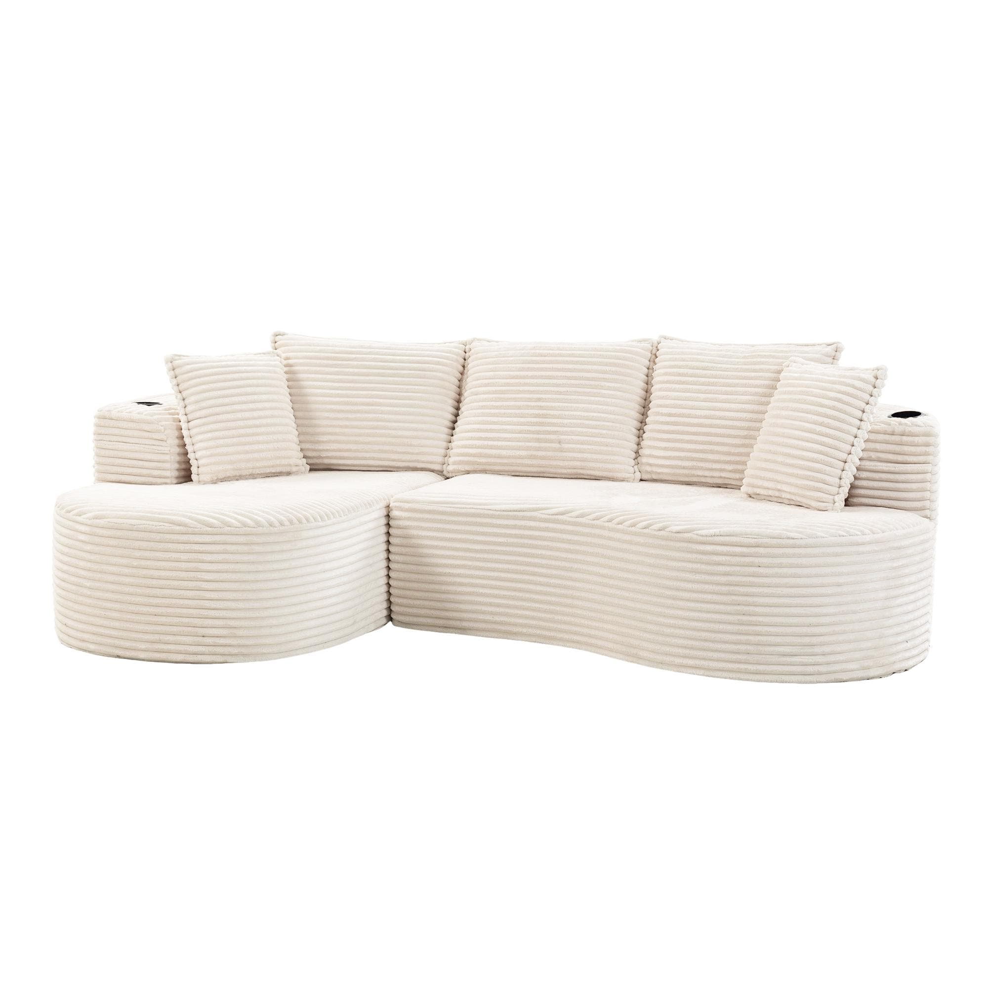 Bogesofa en velours côtelé, Beige Aosom France