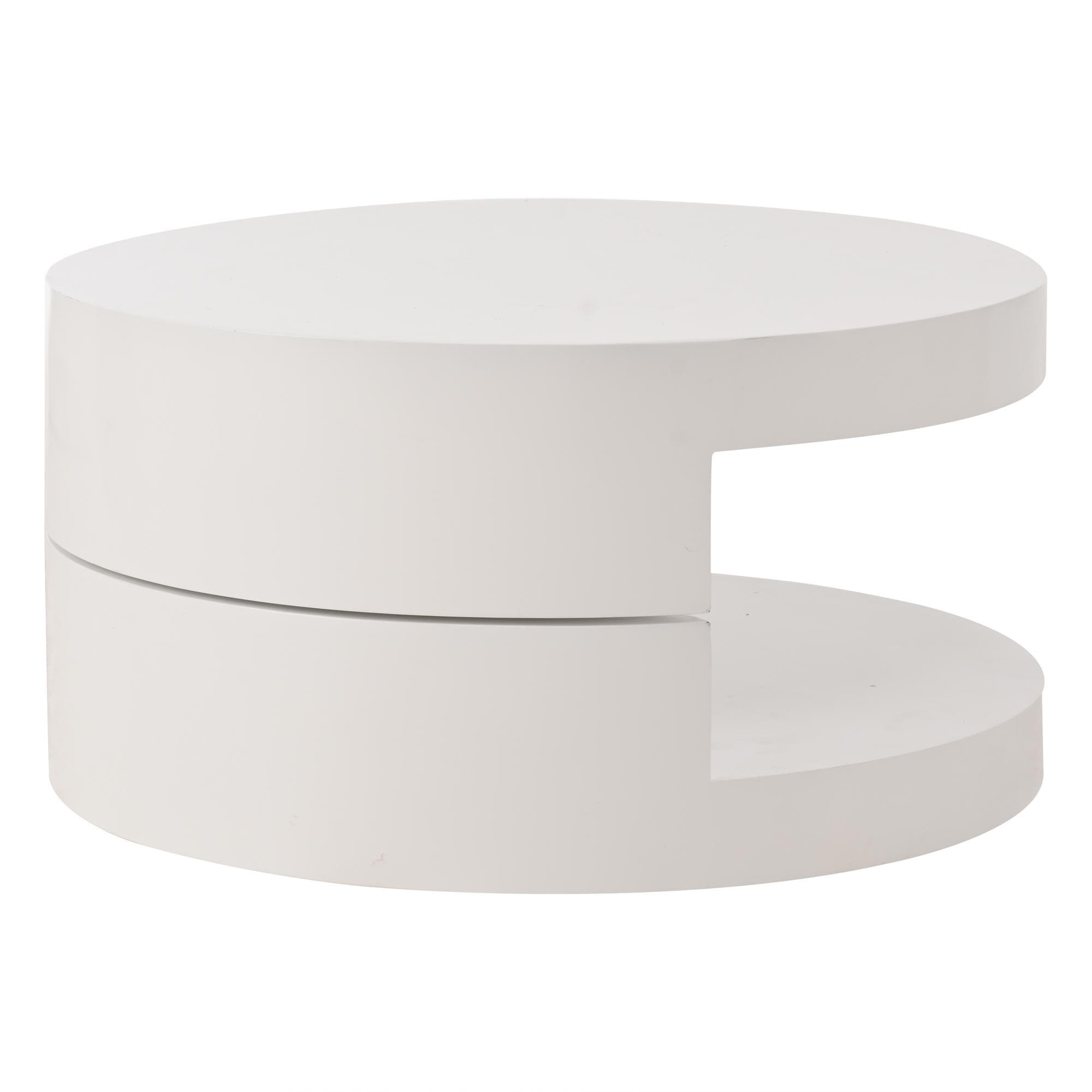 Table basse cylindrique avec plateau tournant à 360°, Blanc Aosom France