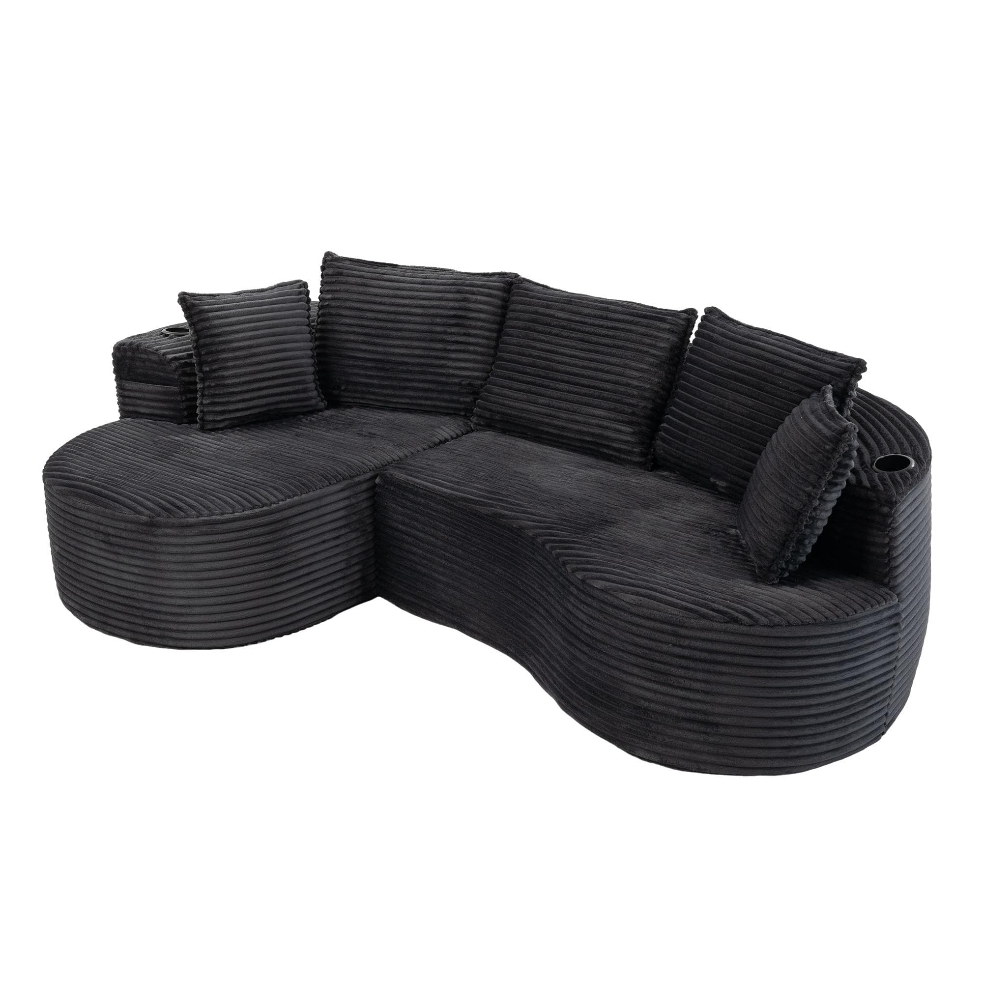 Bogesofa en velours côtelé, Gris foncé Aosom France