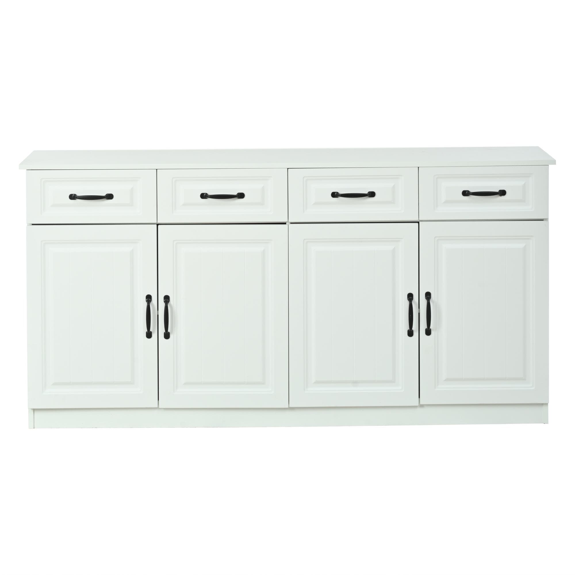 Buffet avec 4 tiroirs et 4 portes, Blanc Aosom France