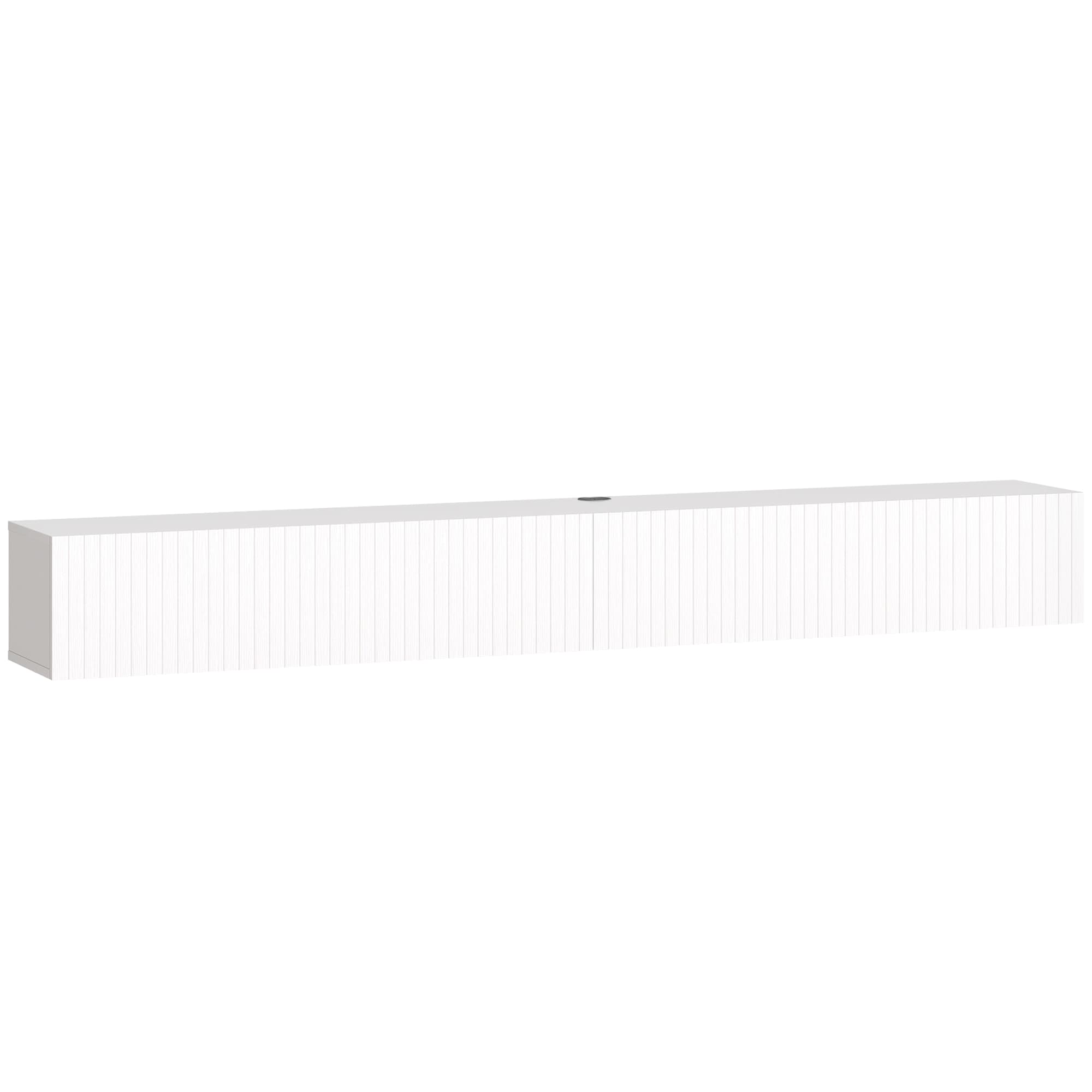 HOMCOM Meuble TV suspendu 180cm, meuble télé pour téléviseur 72 pouces, 2 portes rabattables, 180x25x22cm, blanc