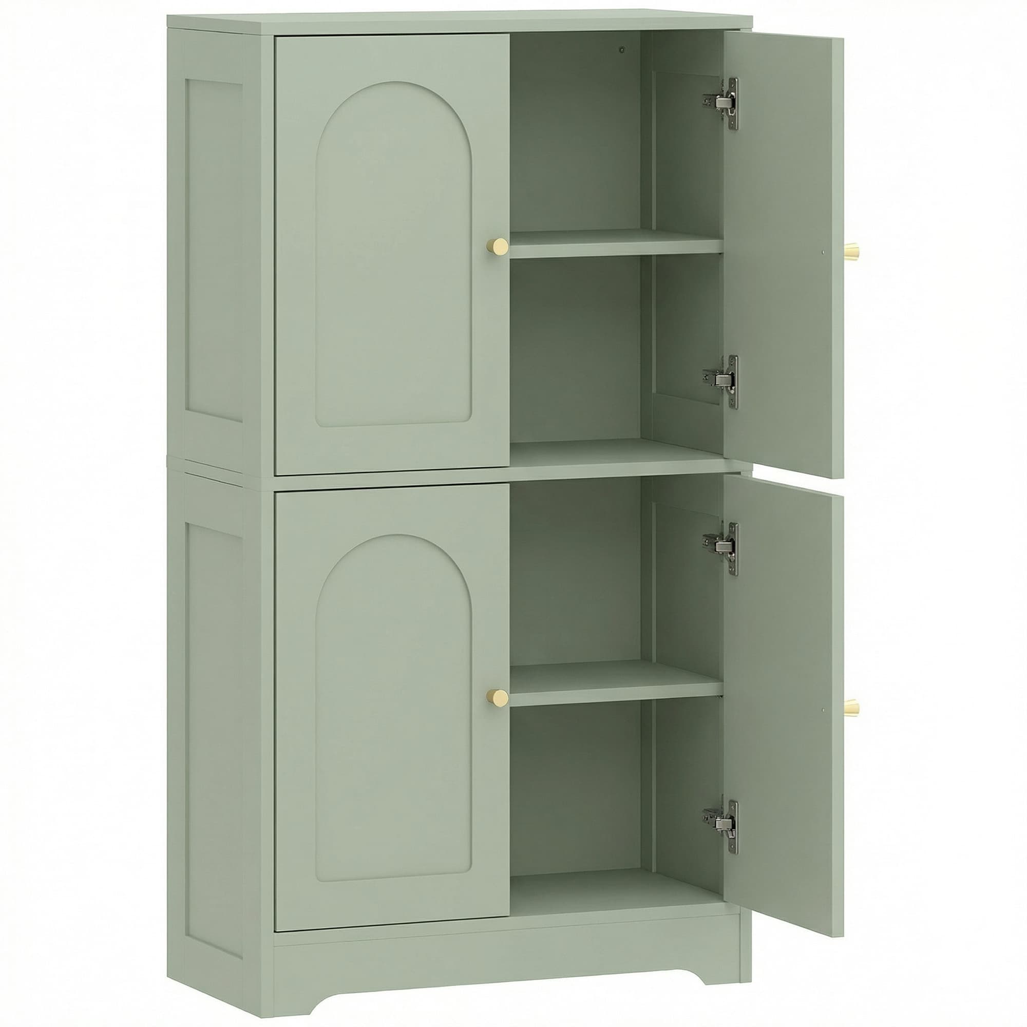HOMCOM Buffet cuisine, meuble cuisine rangement avec 4 portes cintrées et 2 étagères réglables, 60 x 30 x 110 cm, vert