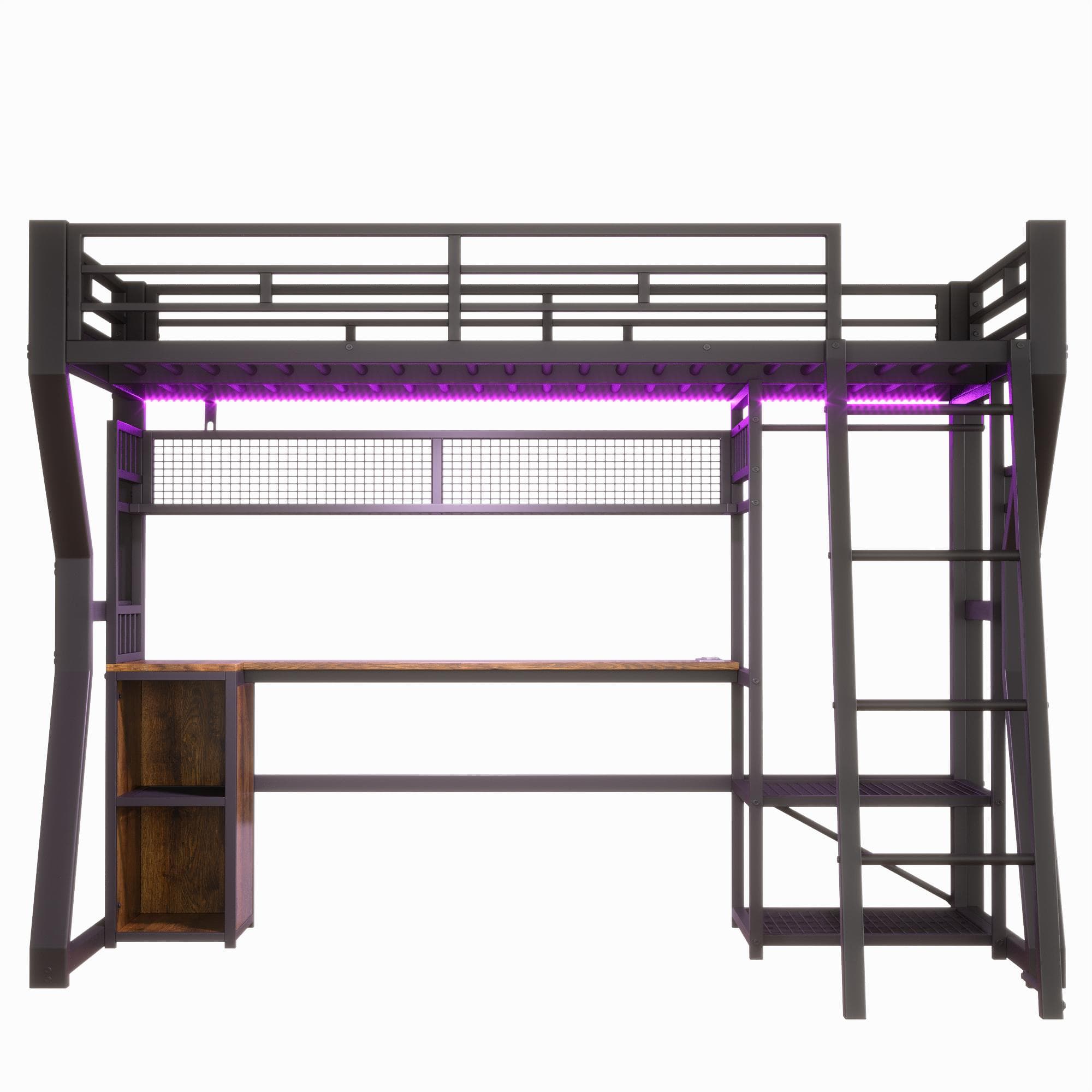 Lit mezzanine pour matelas 90×200 cm, Noir Aosom France
