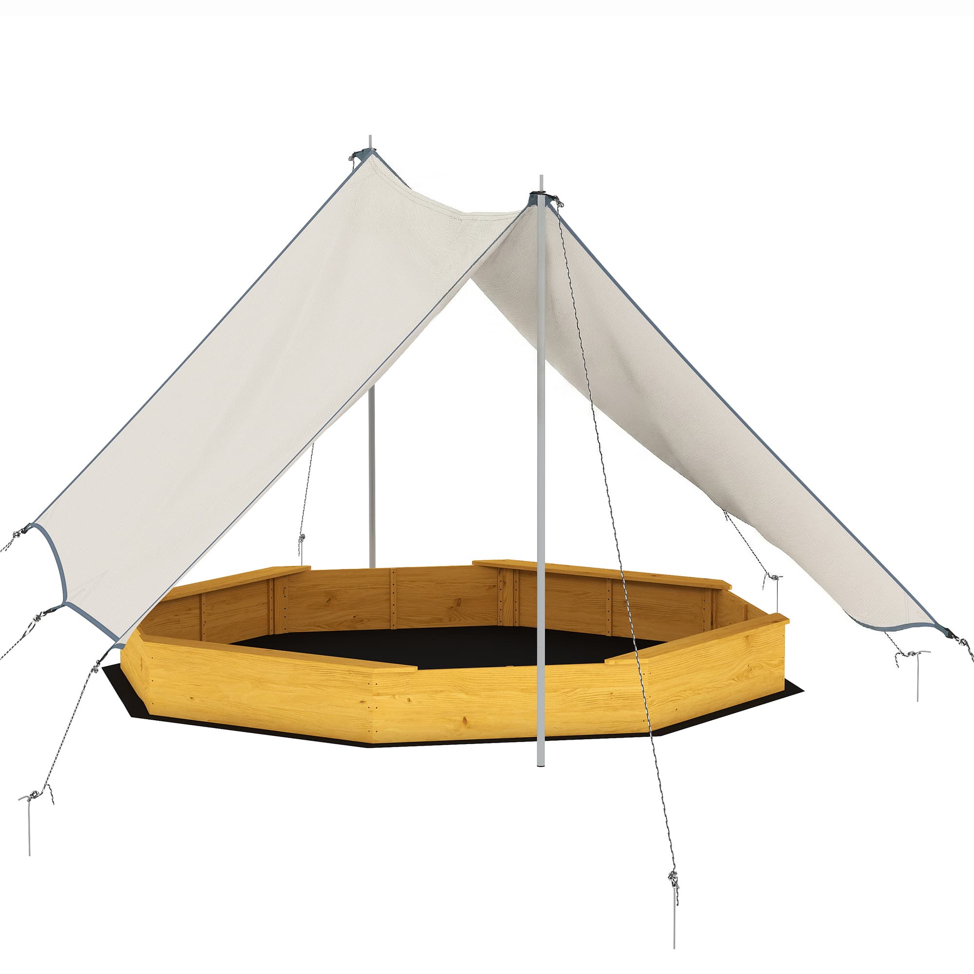 AIYAPLAY Bac à sable en bois avec auvent, bac à sable enfant extérieur avec 4 bancs, doublure de fond, jaune