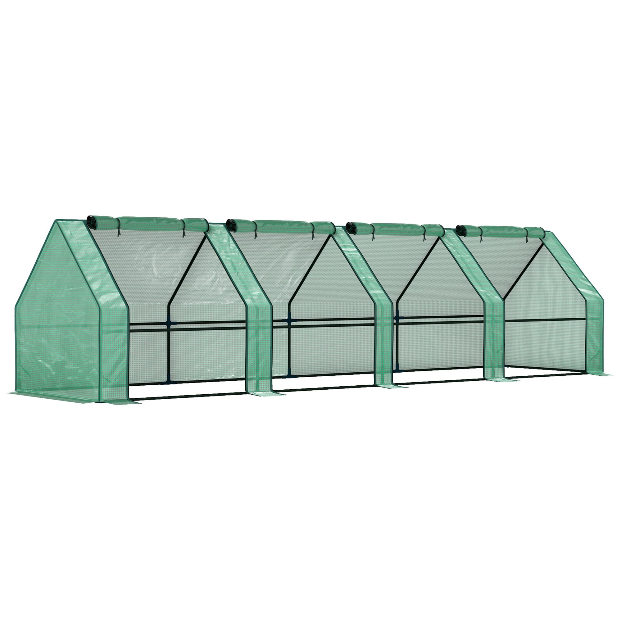 Outsunny Mini Serre de Jardin mini serre tunnel 4 fenêtres avec Zip enroulables Acier PE 140 g/m2 Anti-UV 360x90x90cm Vert