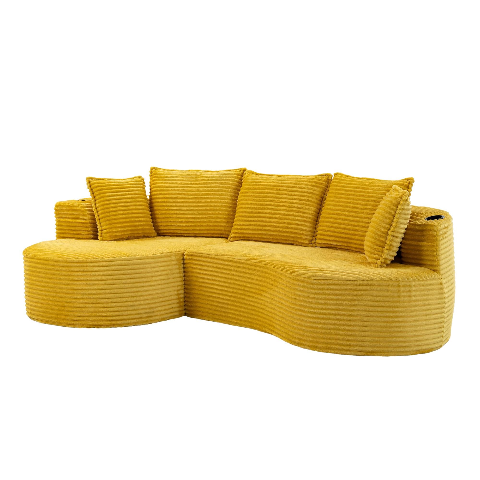 Bogesofa en velours côtelé, Jaune Aosom France