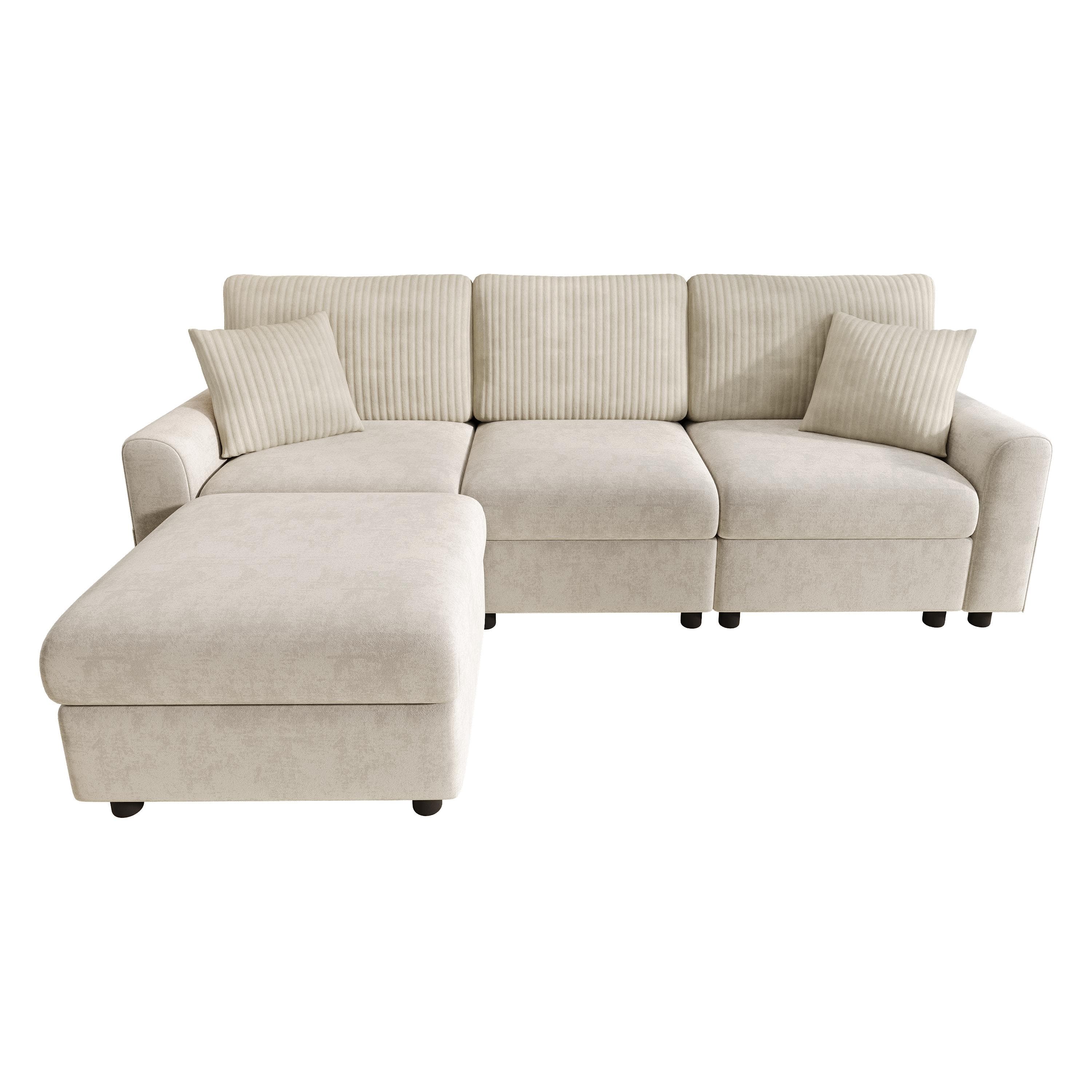 Canapé moderne avec pouf, Beige Aosom France