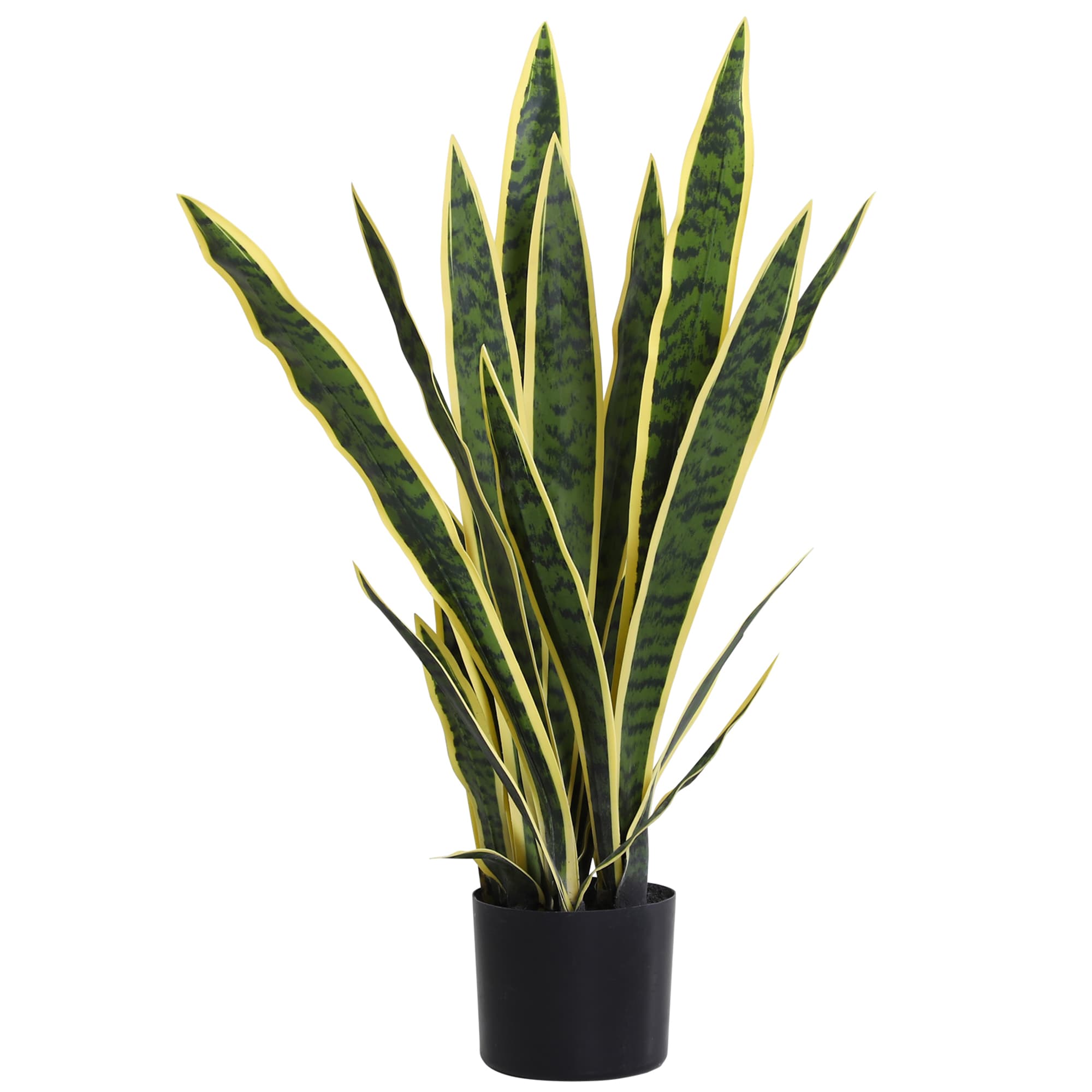 Outsunny Plante Artificielle Sansevieria 77 cm avec 21 Feuilles Ajustables et Pot, Facile à Nettoyer, pour Bureau, Chambre, Vert