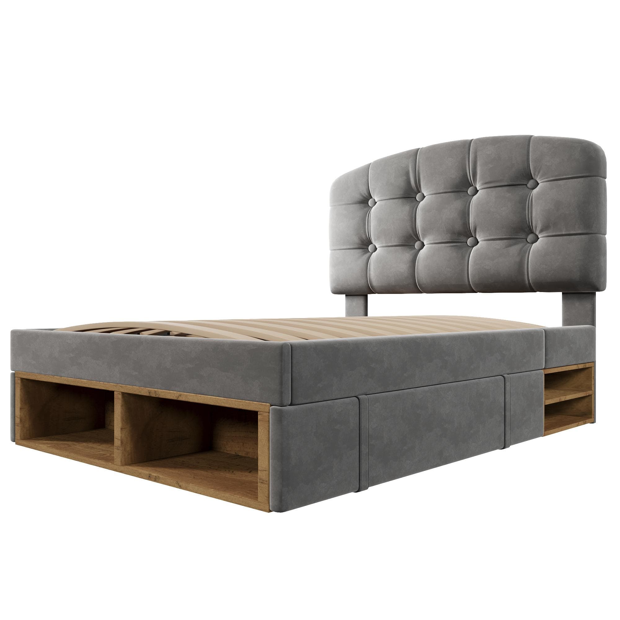 Lit rembourré 90x200 avec hauteur réglable en 3 positions, Gris Aosom France